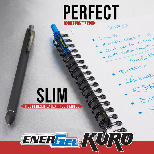 EnerGel Kuro Liquid Gel Pen, Shades of Black, 5-pk