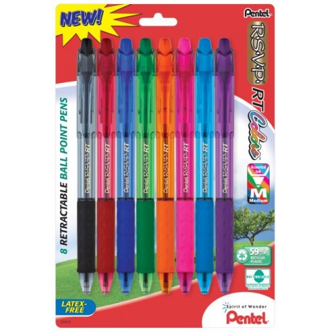 R.S.V.P.® RT Colors Ballpoint Pens, 8 Pack