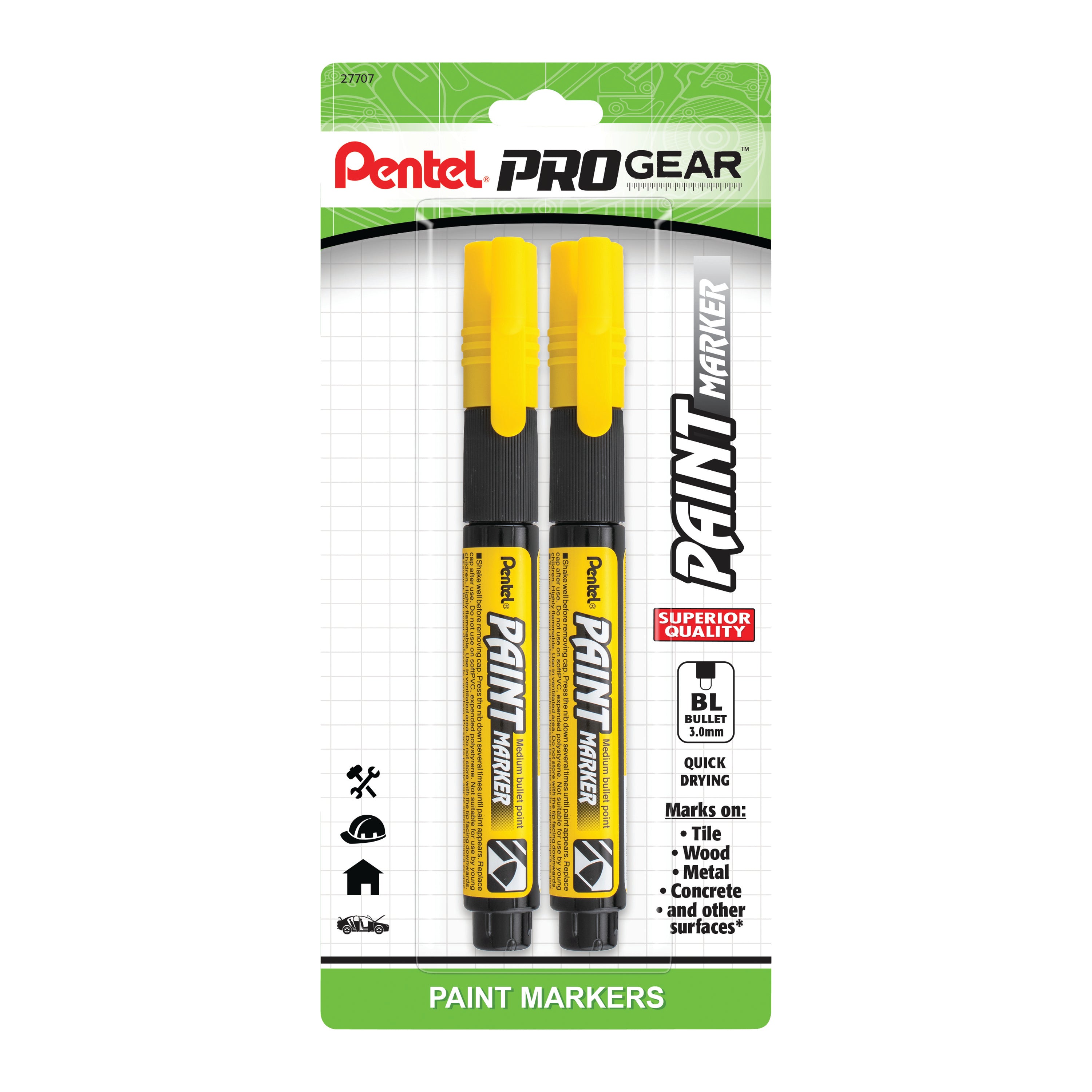 Pentel (Malaysia) Sdn. Bhd.  MMP10-G Paint Marker, Medium Point – YELLOW