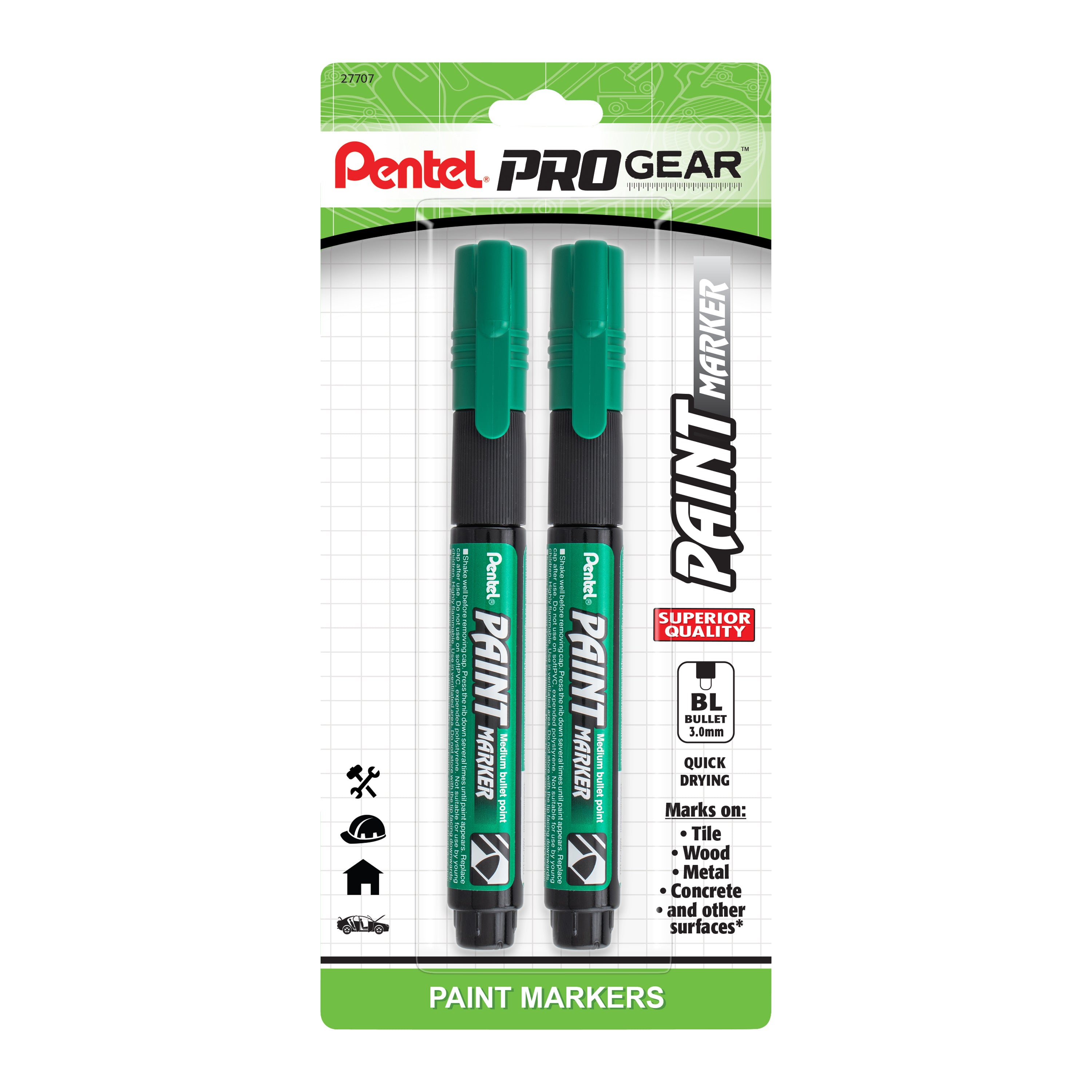 Pentel Paint Marker MSP10W Marcador Permanente P/R 1.8 Blanco