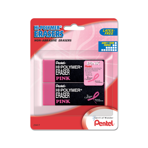 Hi-Polymer® Block Eraser Large Pink, 2 Pack – Pentel of America, Ltd.