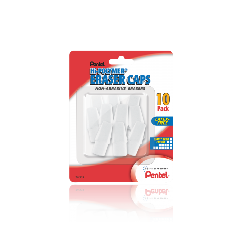 Pentel Eraser Caps, Hi-Polymer, 10 Pack - 10 erasers