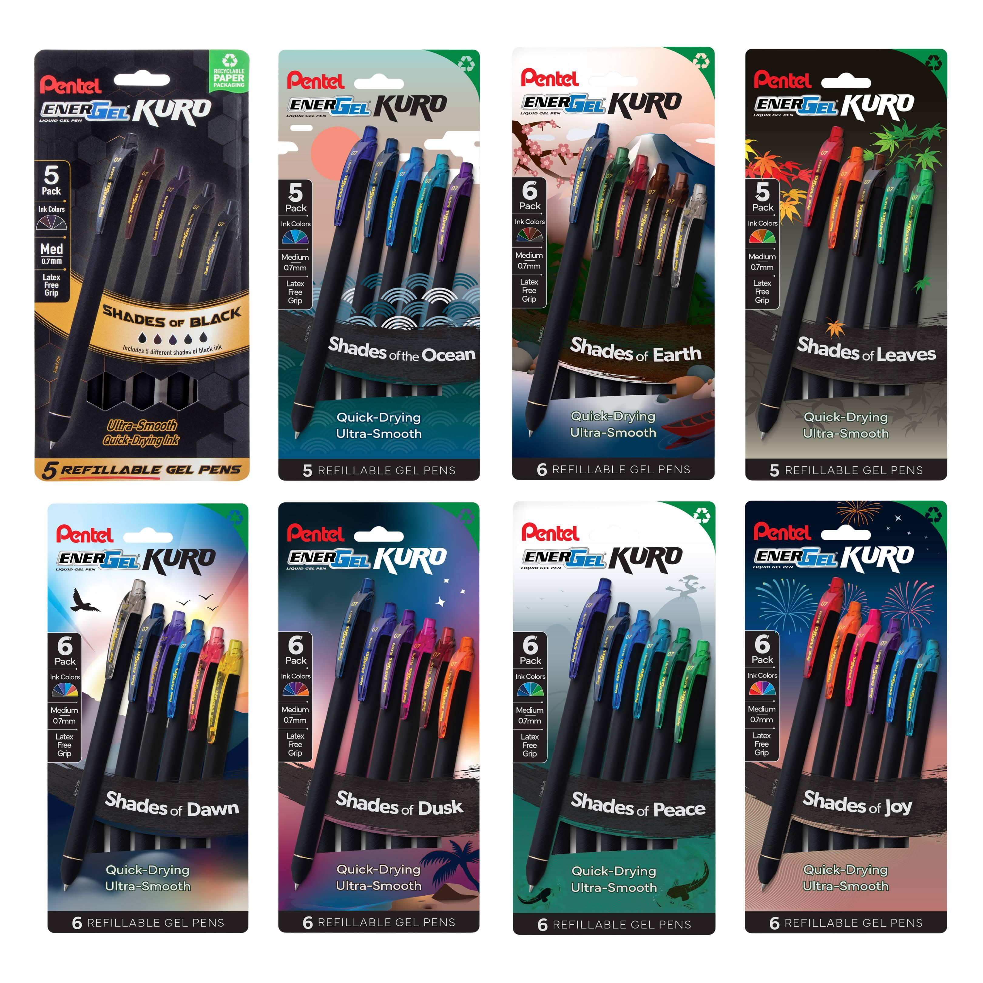 Pentel EnerGel Kuro Color Shades Complete Collector's Bundle - Set of 8