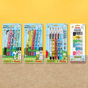 PEANUTS and Pentel stationery bundle featuring two five pack EnerGel RTX gel pen sets assorted pens and a Hi Polymer eraser set