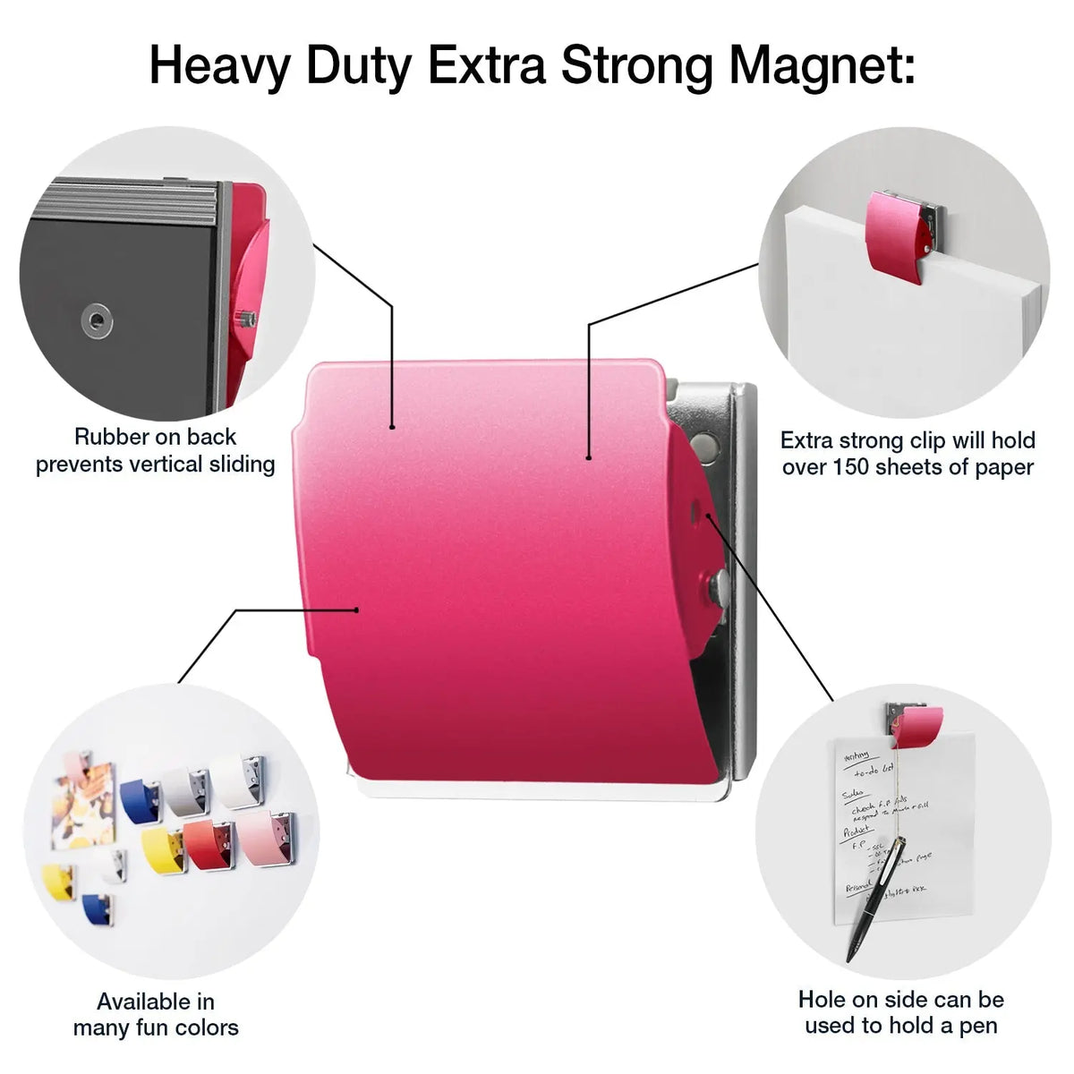 PLUS large extra strong rubber-coated magnet clips 3 pack