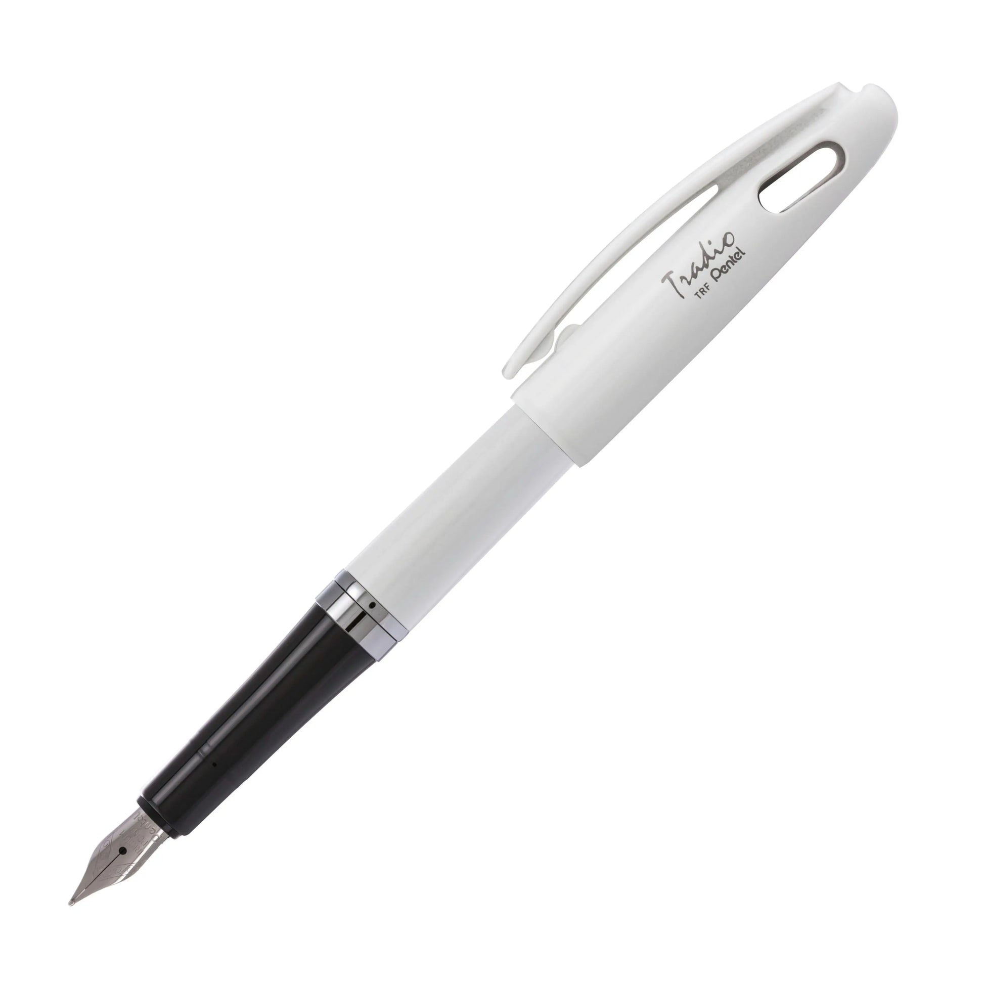 Tradio Fountain Pen, Medium Line, Metal Nib, White Barrel, Blue Ink Pentel of America, Ltd.