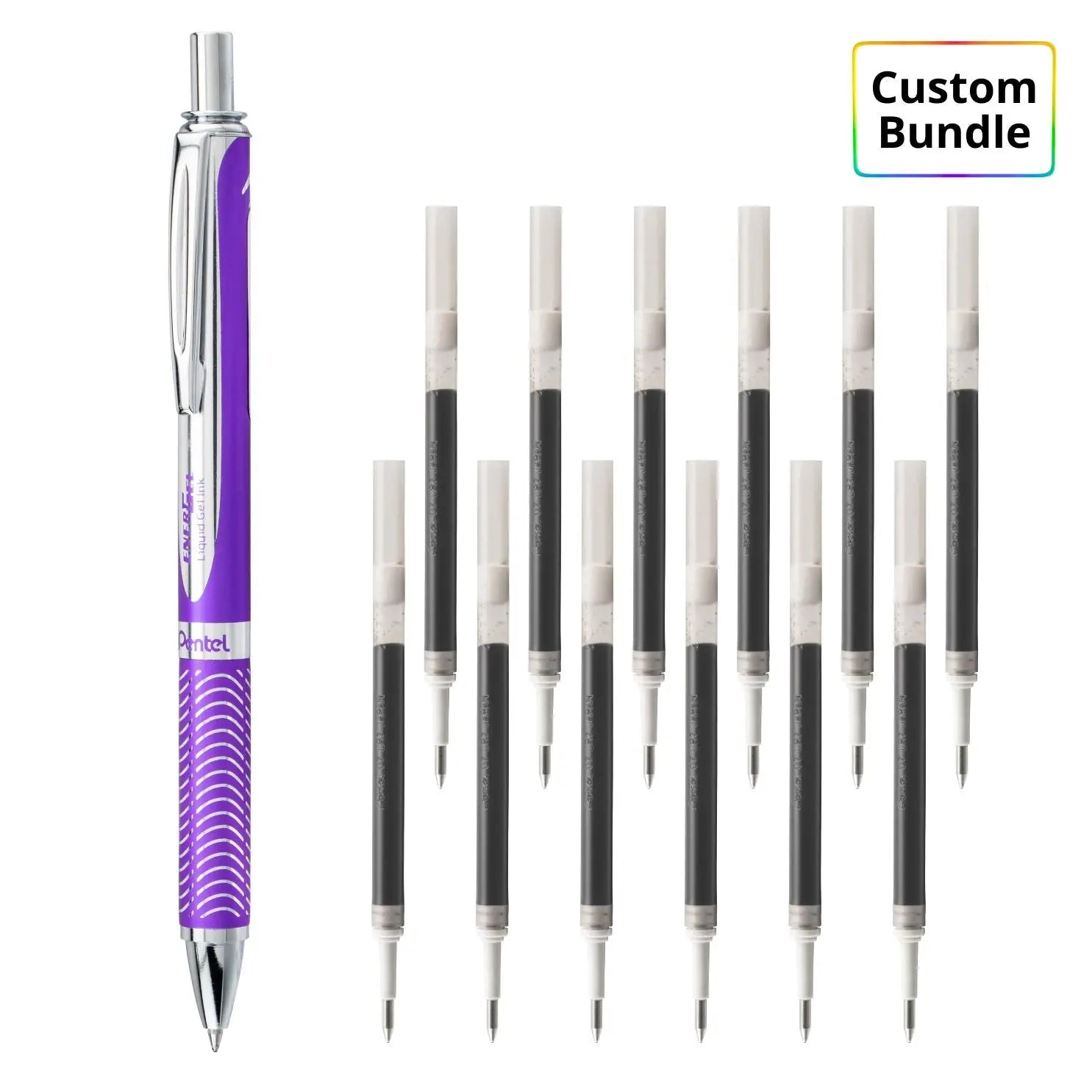 EnerGel Alloy Liquid Gel Pen (0.7mm) Metal Tip with 12 Refills (Custom ...