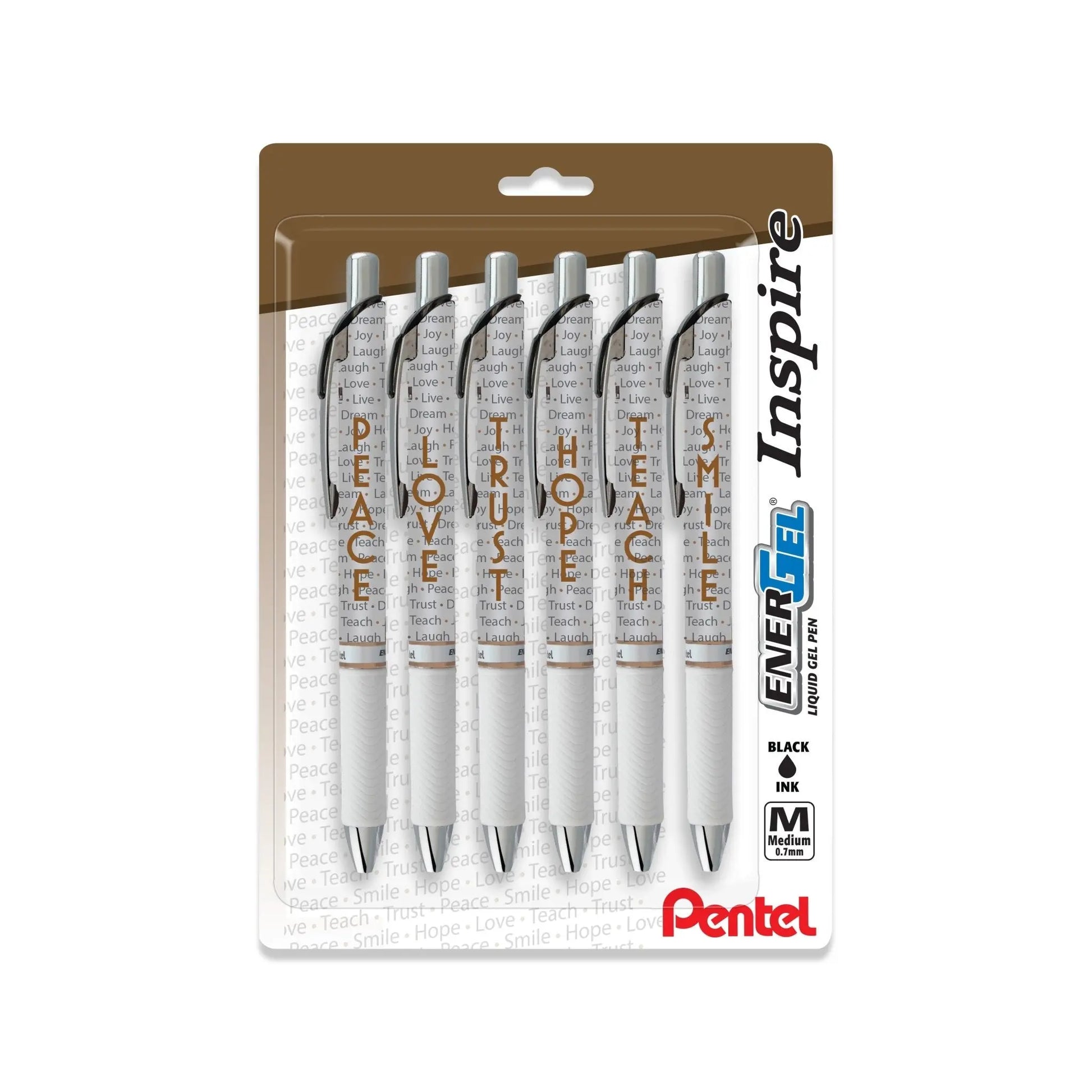 EnerGel Inspire Refillable Gel Pen, 0.7mm, Black Ink 6 - pk - Pentel of America, Ltd.