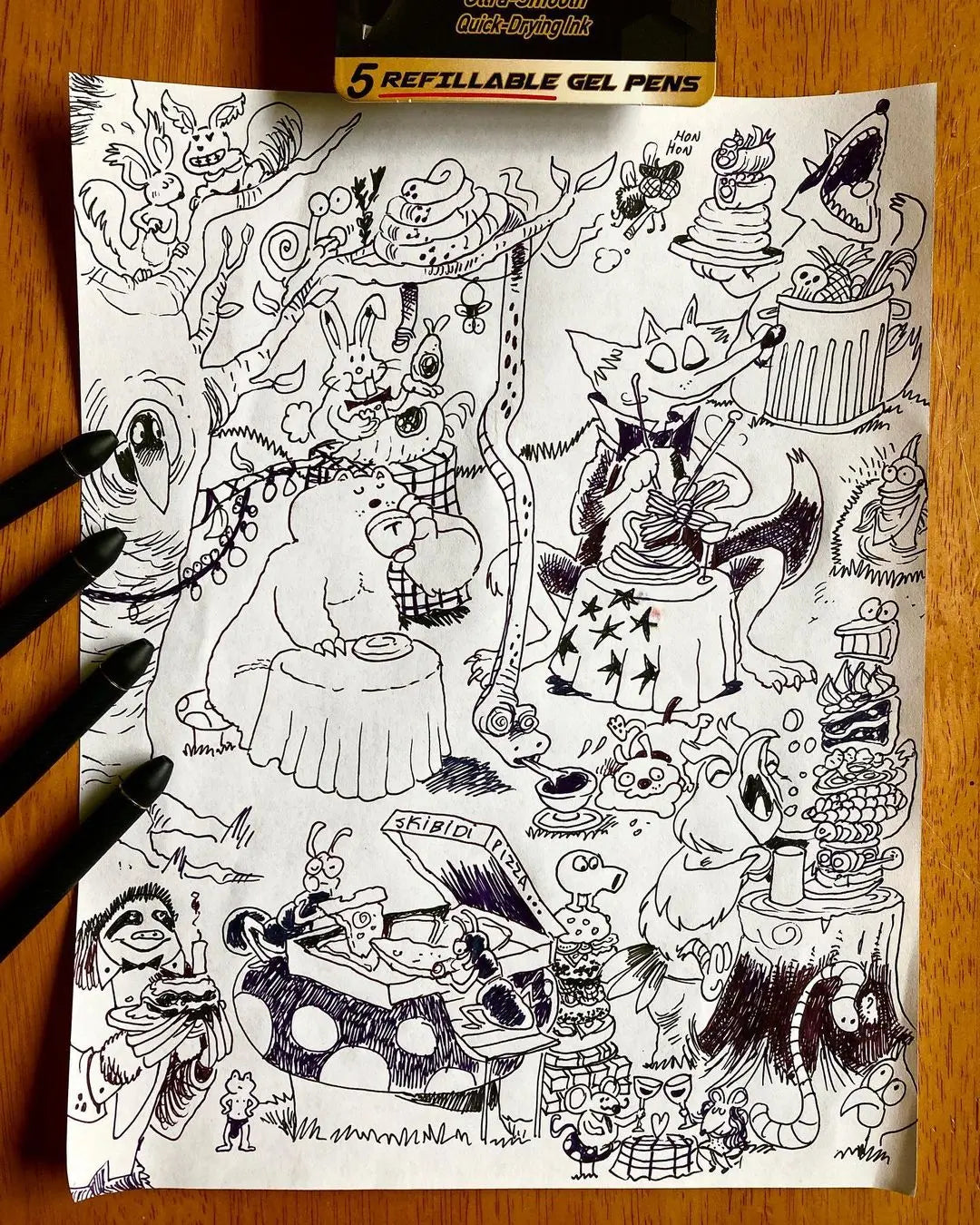 EnerGel Kuro, Shades of Black, Liquid Gel Pen, 0.7mm, 5 - pk - Pentel of America, Ltd.