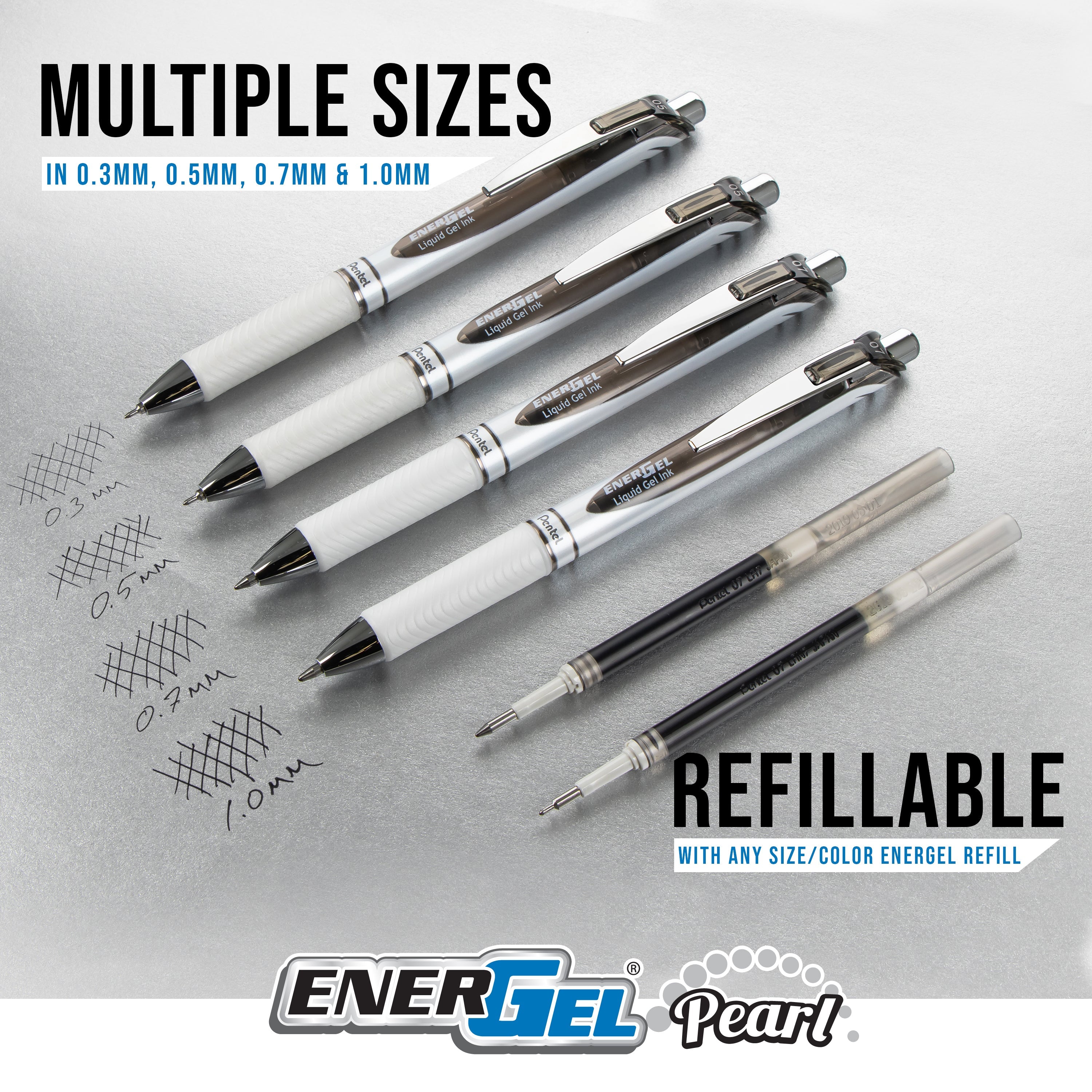 EnerGel PEARL RTX Liquid Gel Pens (0.5mm), Needle Tip, Assorted Ink, 14 - Pk - Pentel of America, Ltd.