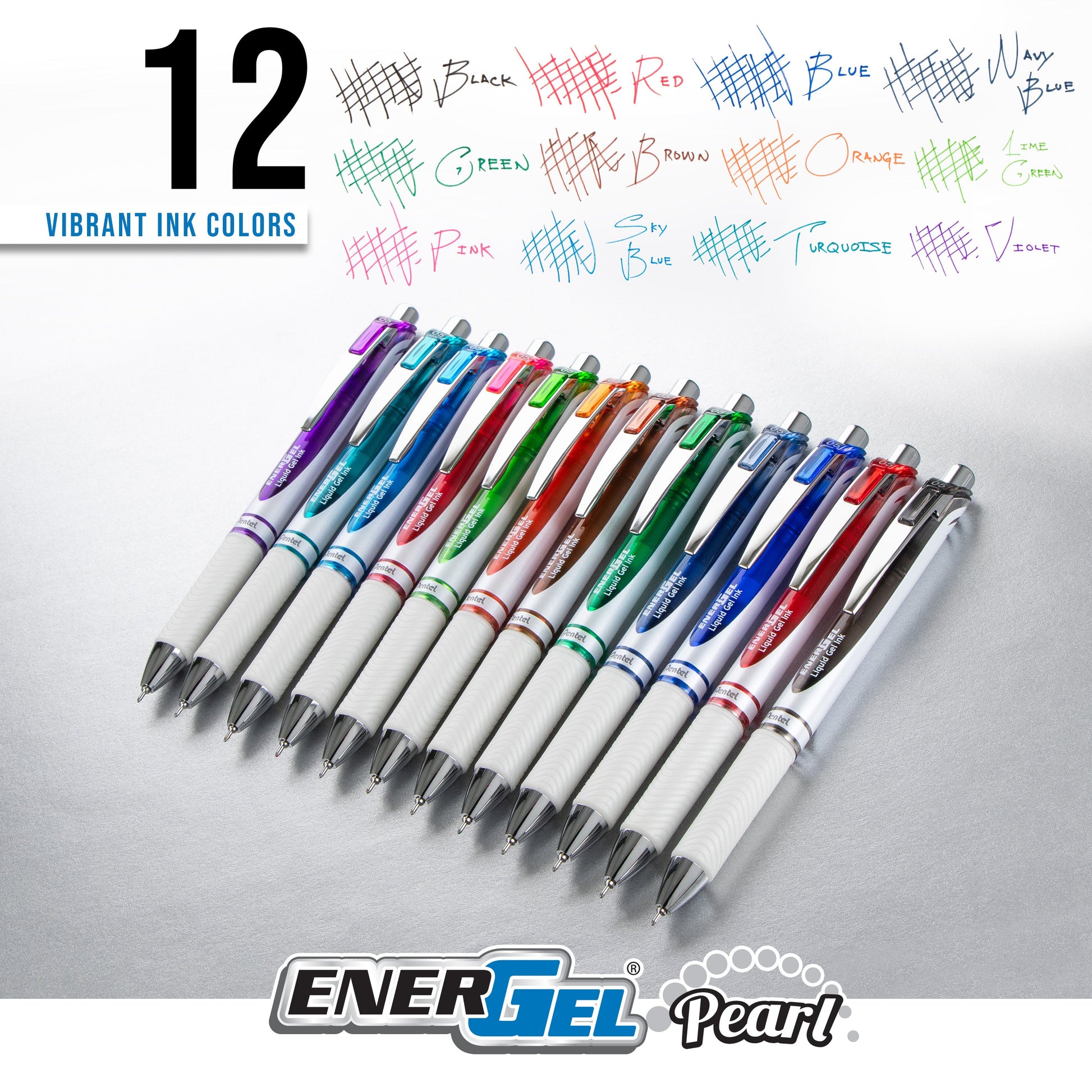 EnerGel PEARL RTX Liquid Gel Pens (0.5mm), Needle Tip, Assorted Ink, 14 - Pk - Pentel of America, Ltd.