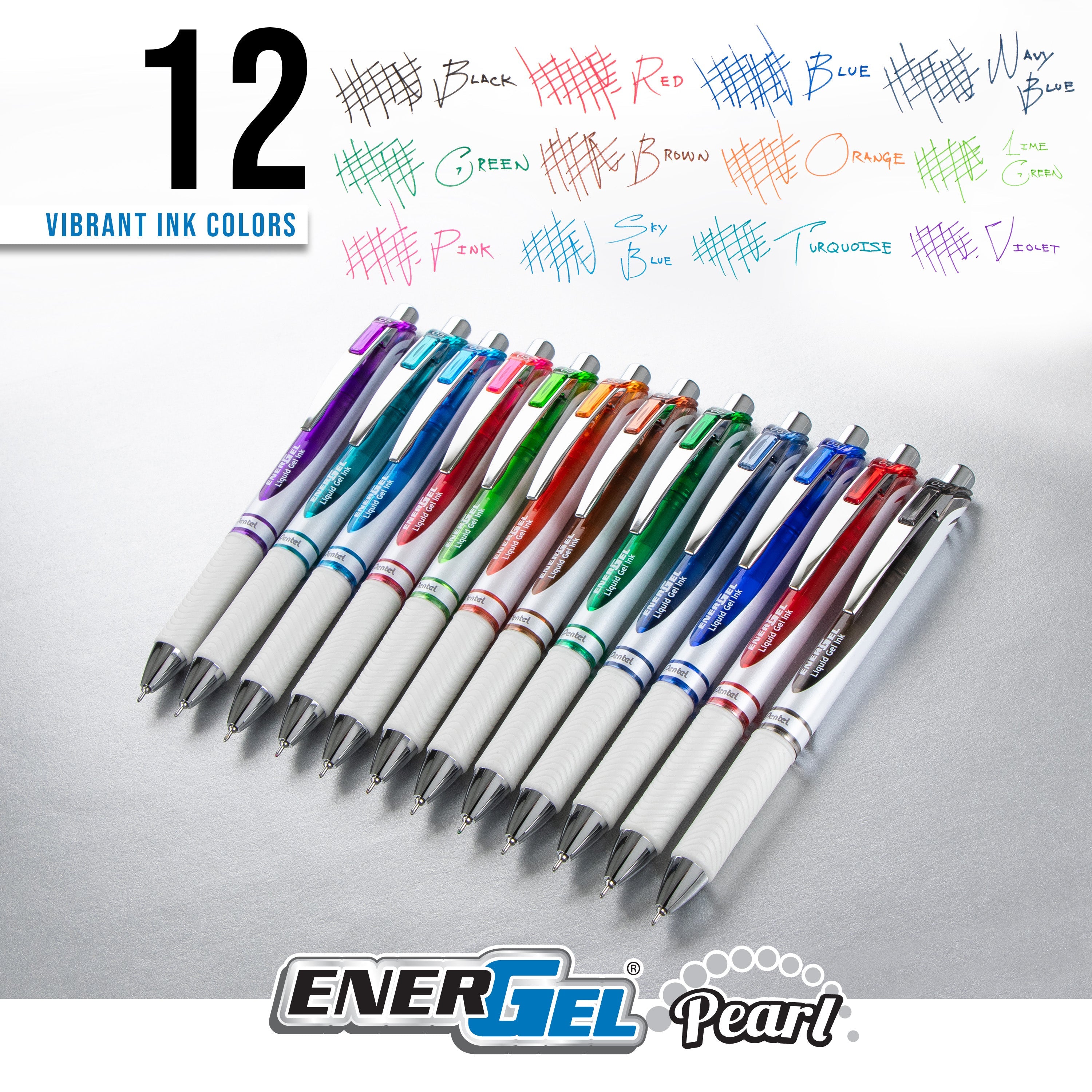EnerGel PEARL RTX Liquid Gel Pens (0.5mm), Needle Tip, Assorted Ink, 14 - Pk - Pentel of America, Ltd.