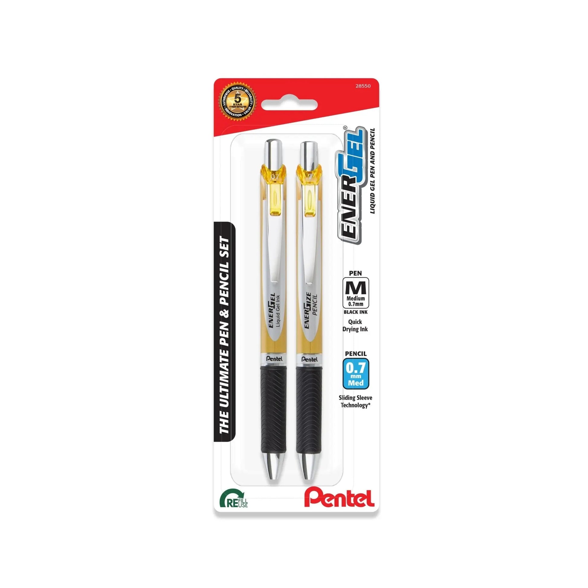 EnerGel Pen and EnerGize Pencil Set, Gold - Main Image