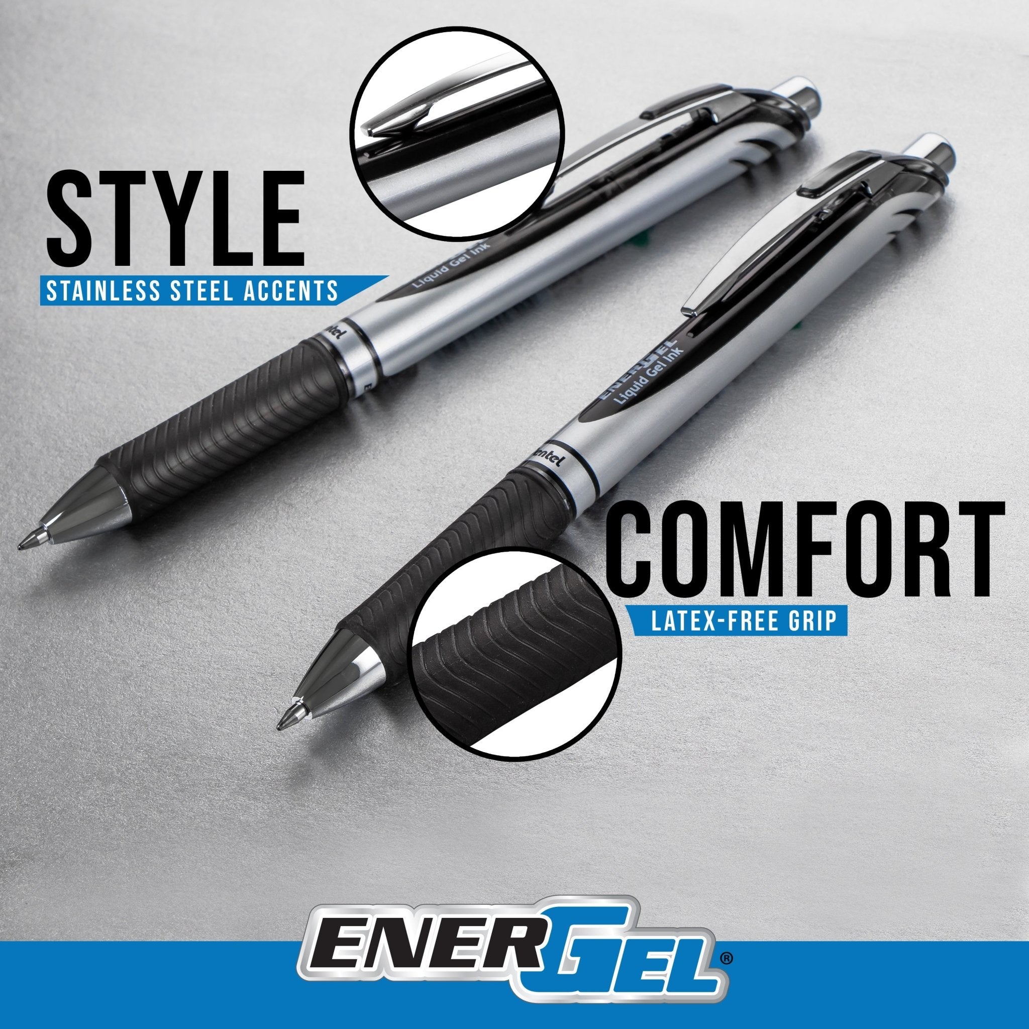 EnerGel RTX Refillable Liquid Gel Pen, 0.7mm, Black Ink 6 - pk - Pentel of America, Ltd.