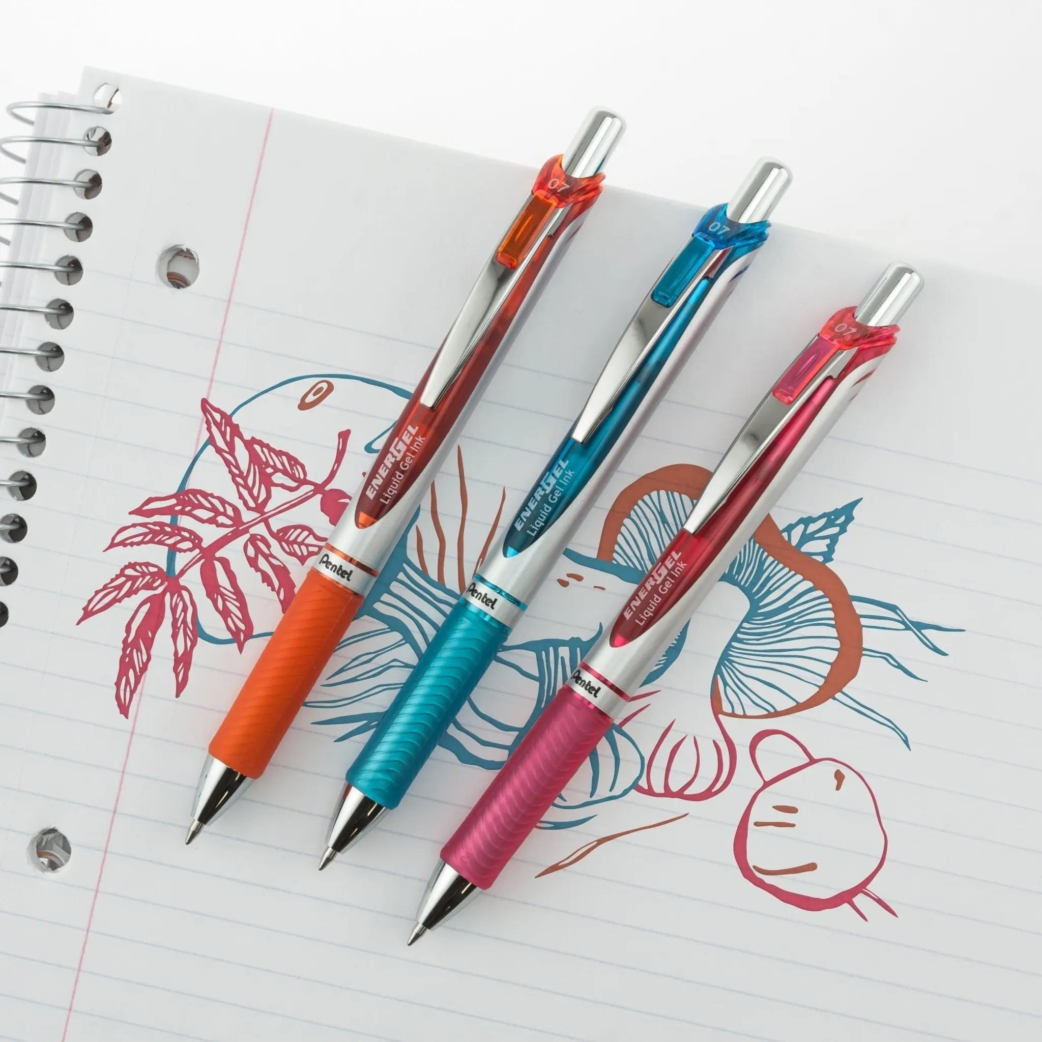 EnerGel RTX Retractable Liquid Gel Pen, (0.7mm) Metal Tip, Medium Line,0.7mm, Assorted Ink (5A/3B/4C), 12 - Pk Hanging Window Box - Pentel of America, Ltd.