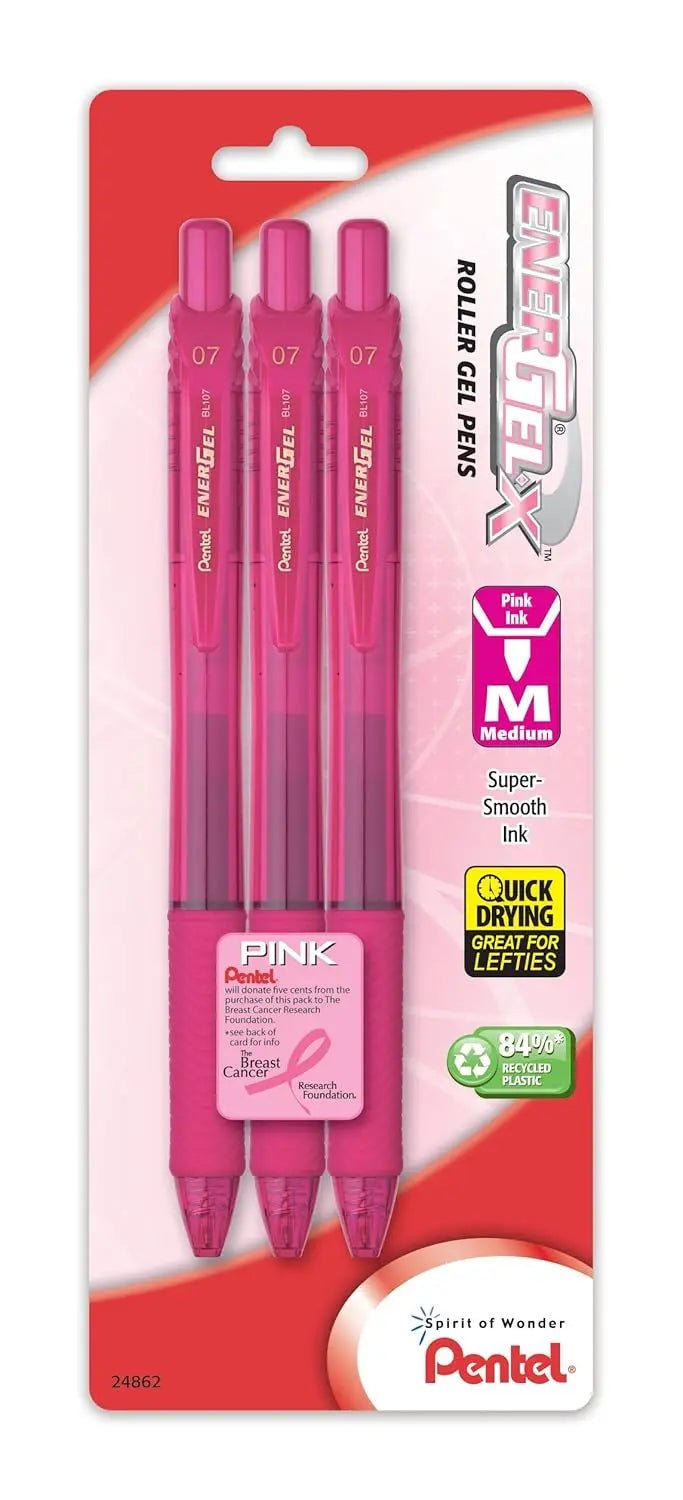 EnerGel - X Liquid Gel Pen Medium Line, Metal Tip, 3 pack - Pentel of America, Ltd.