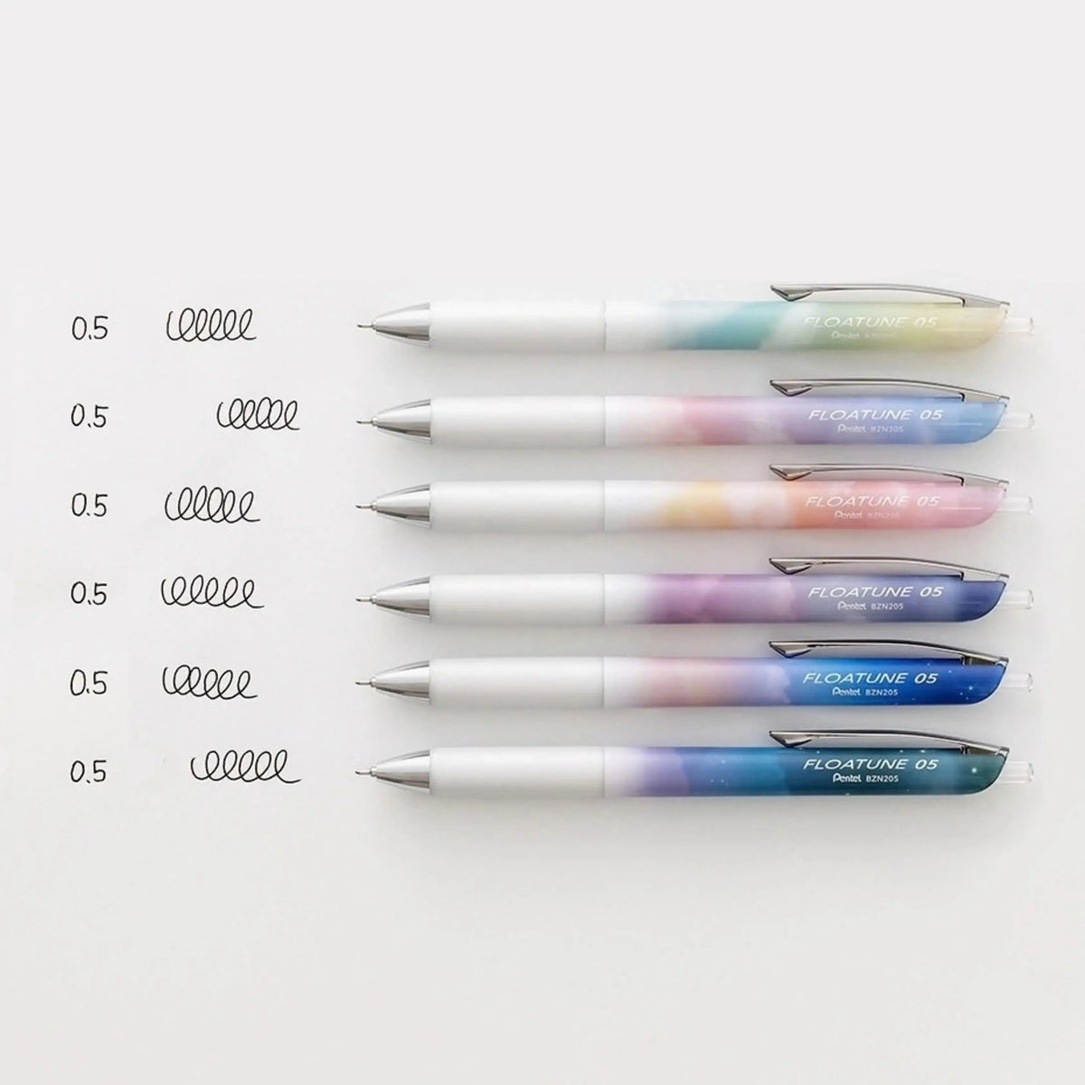 Floatune RT Rollerball, (0.5mm) Fine Line, Limited Edition Night Time Set, Assorted Barrels, Black Ink, 3-Pk - Pentel of America, Ltd.