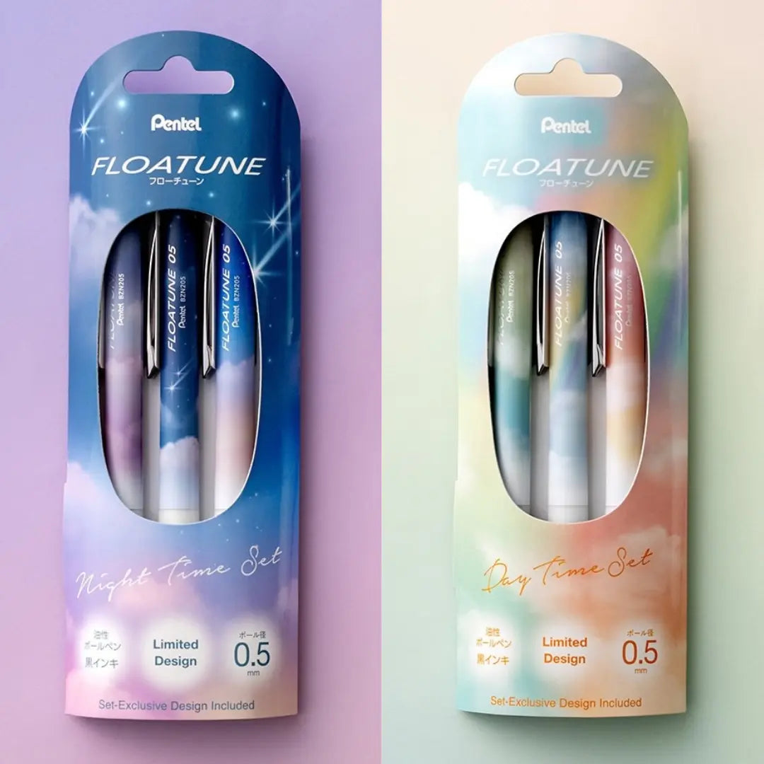 Floatune RT Rollerball, Limited Edition Day/Night Set, (0.5mm) Fine Line, Assorted Barrels, Black Ink, 3-Pk - Pentel of America, Ltd.