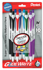 GlideWrite Ballpoint Pen with TechniFlo Ink, (1.0mm) Medium Line, 10 - Pk Assorted ink - Pentel of America, Ltd.