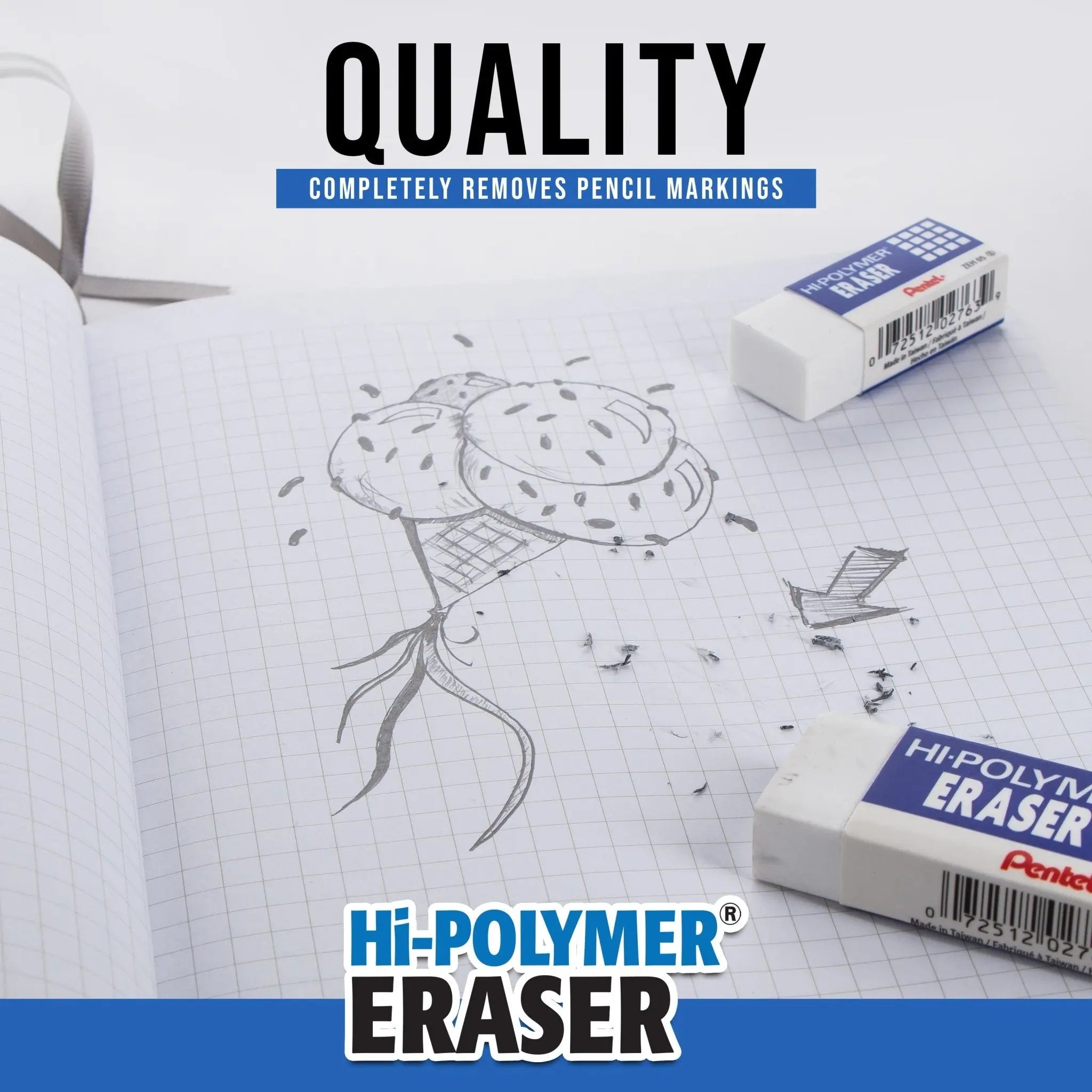 Hi - Polymer® Block Eraser Large White, 3 Pack - Pentel of America, Ltd.