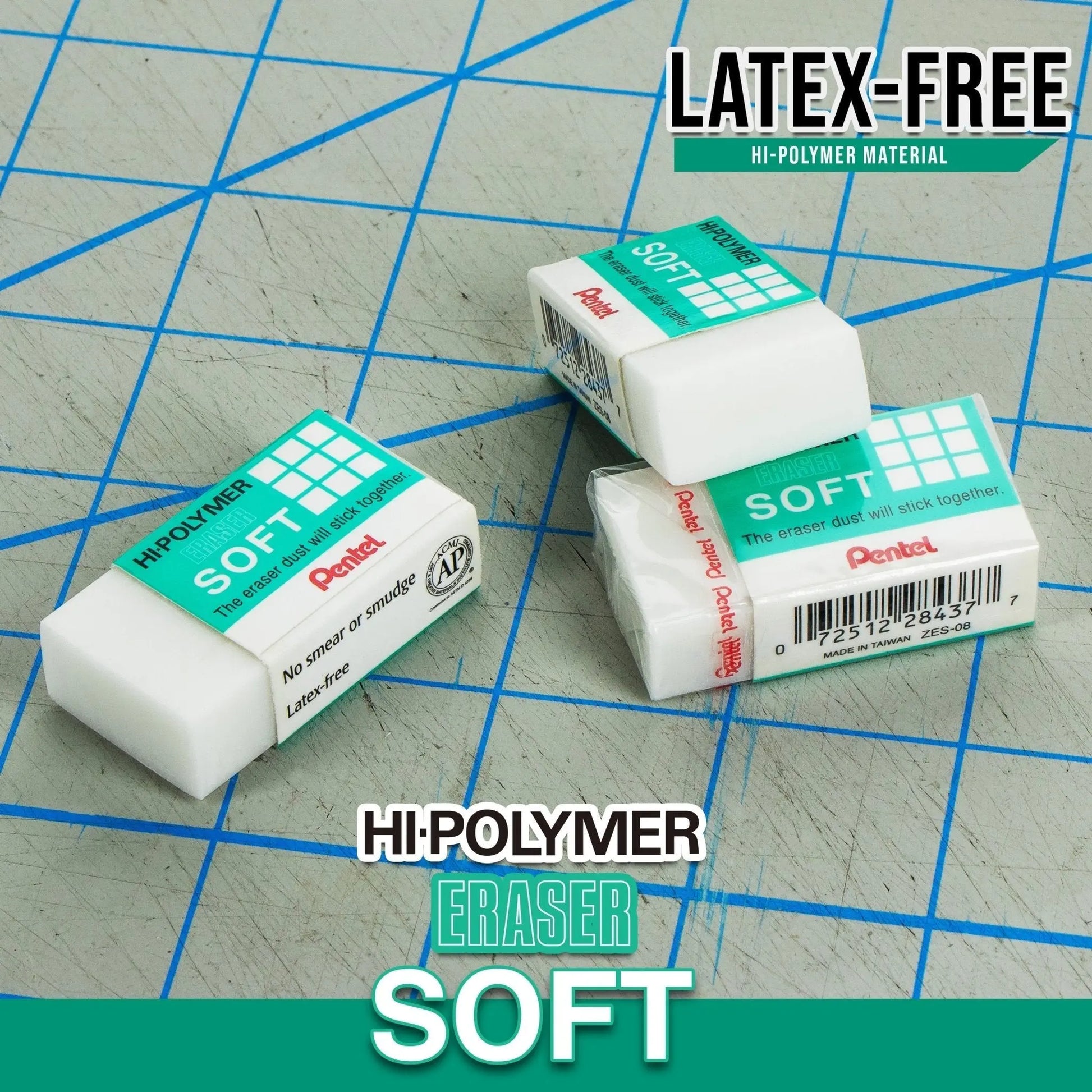 Hi - Polymer SOFT Eraser, 6 - Pk - Pentel of America, Ltd.