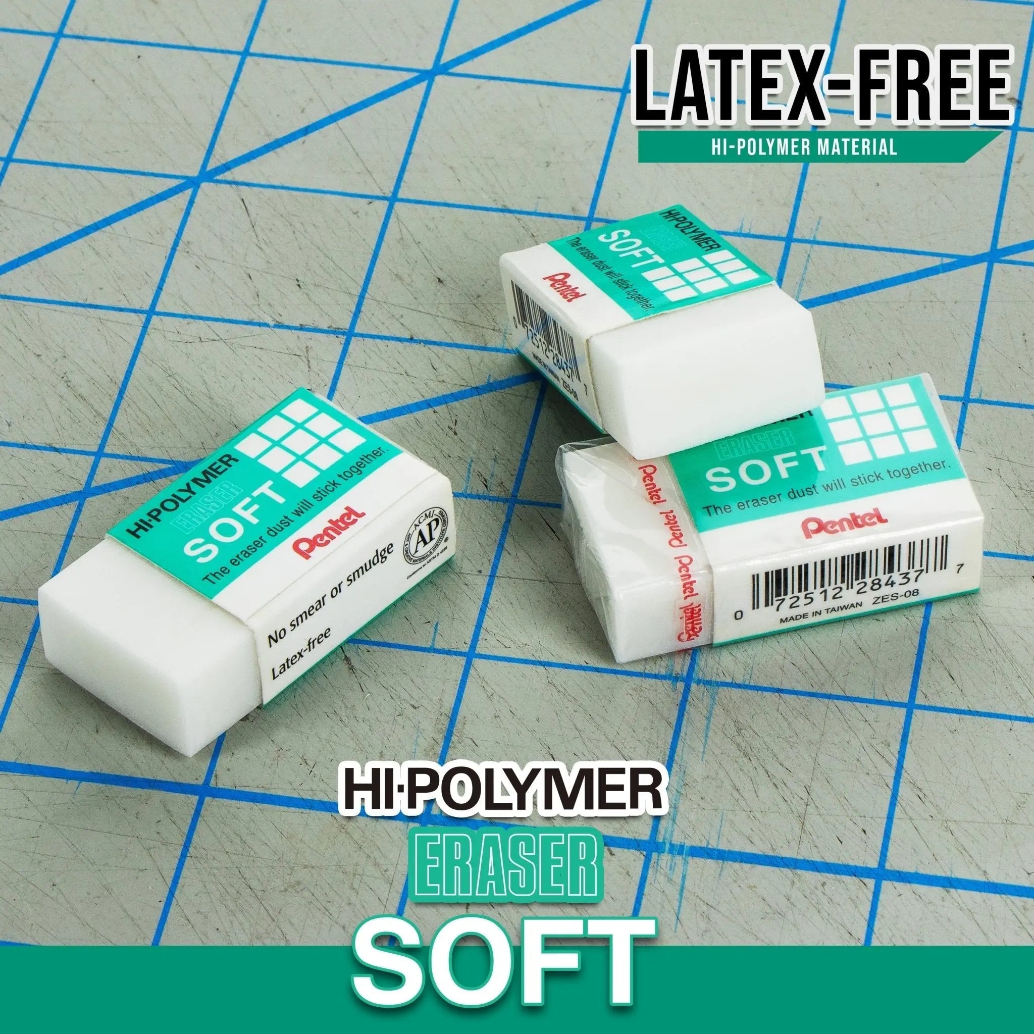 Hi - Polymer SOFT Eraser, 6 - Pk - Pentel of America, Ltd.