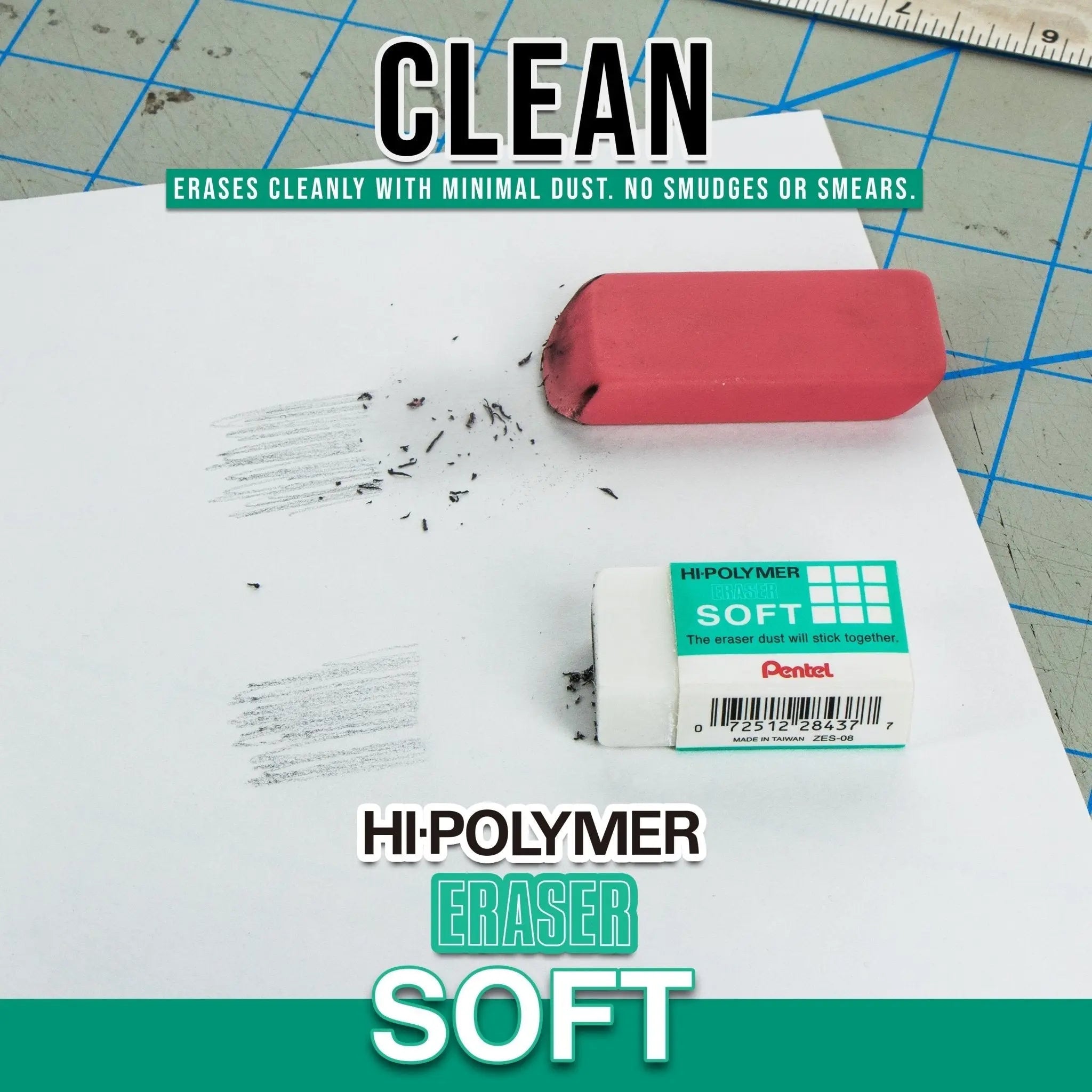 Hi - Polymer SOFT Eraser, 6 - Pk - Pentel of America, Ltd.