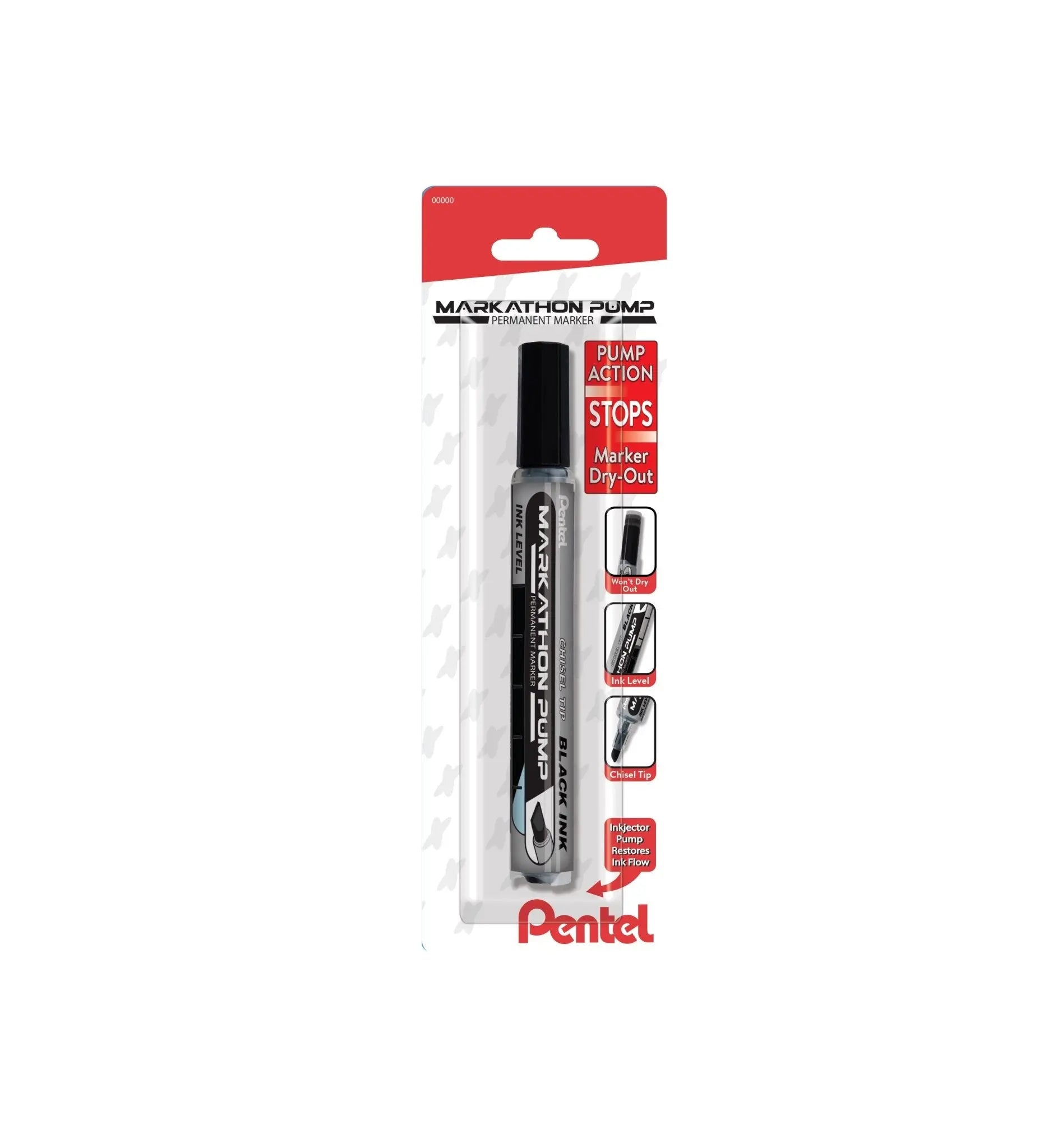 Markathon Pump Permanent Marker, Chisel Tip, 1 - PK, Black Ink - Pentel of America, Ltd.