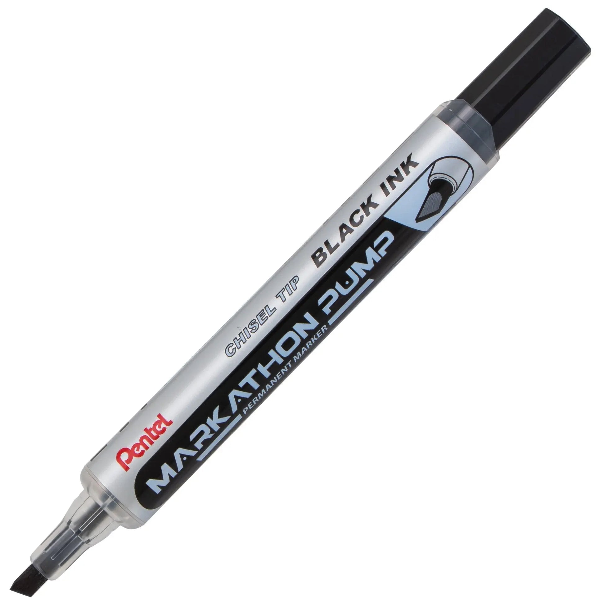 Markathon Pump Permanent Marker, Chisel Tip, 1 - PK, Black Ink - Pentel of America, Ltd.