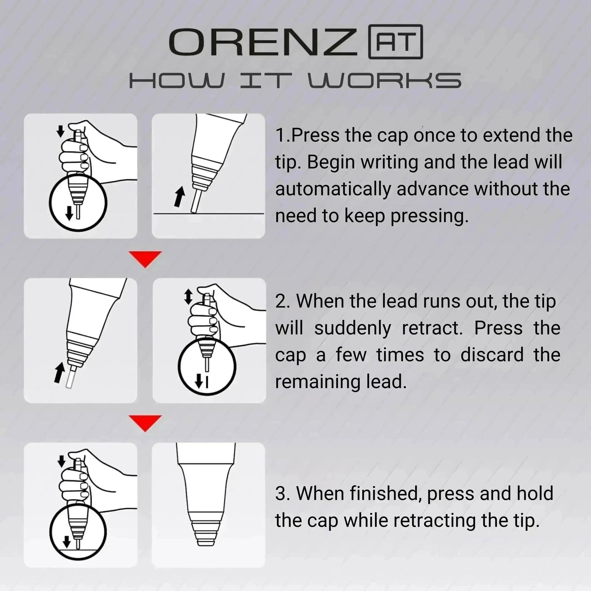  Orenz AT - 0.5mm Mechanical Drafting Pencil, Automatic Lead Advance, Limited Edition Metallic Barrels  - Pentel of America, Ltd.