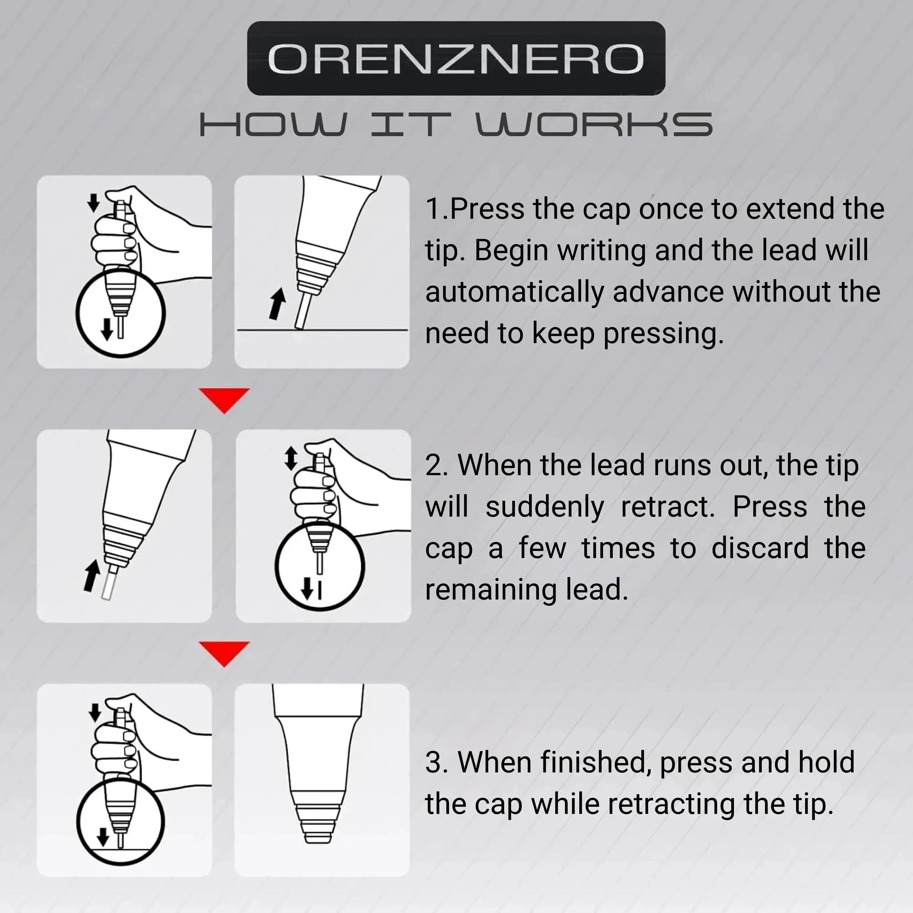 Orenz Nero Mechanical Drafting Pencil, Automatic Lead Advance, Black Barrel  - Pentel of America, Ltd.