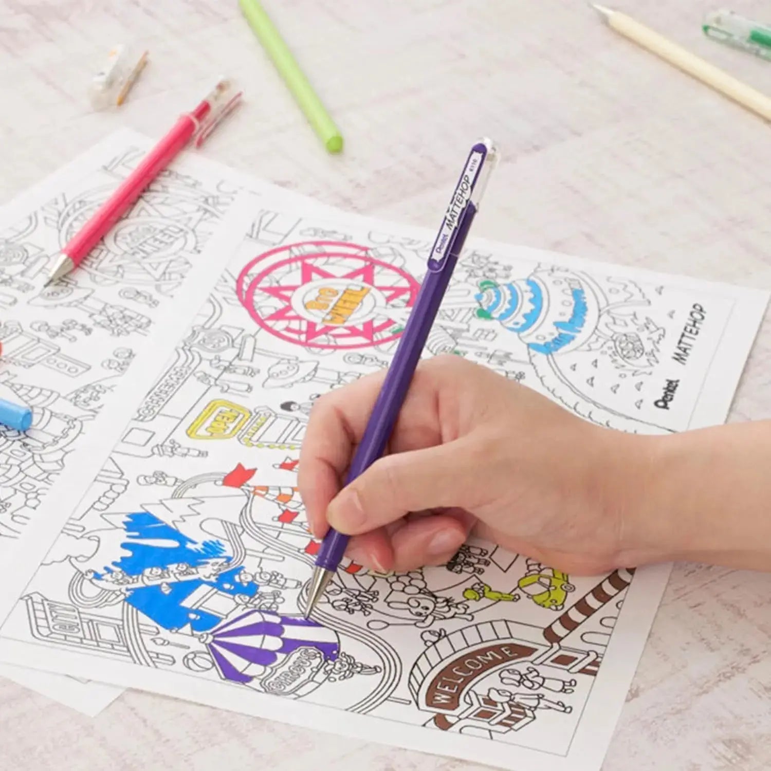 Pentel Arts Hybrid MATTEHOP Gel Roller, 1.0mm, NEW Assorted Colors, 8 - Pk - Pentel of America, Ltd.