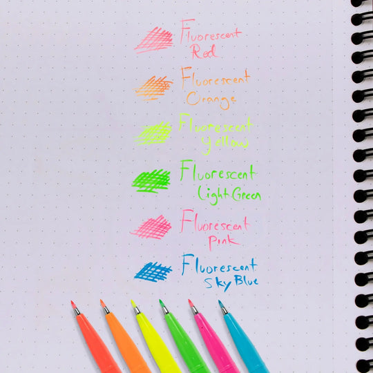 Pentel Arts Sign Pen Brush Tip, Assorted Fluorescent Colors, 6 - Pk - Pentel of America, Ltd.
