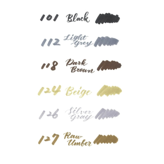 Pentel Arts Sign Pen Twin Brush, 6 - Pack, Plastic Box (Black Hues) - Pentel of America, Ltd.