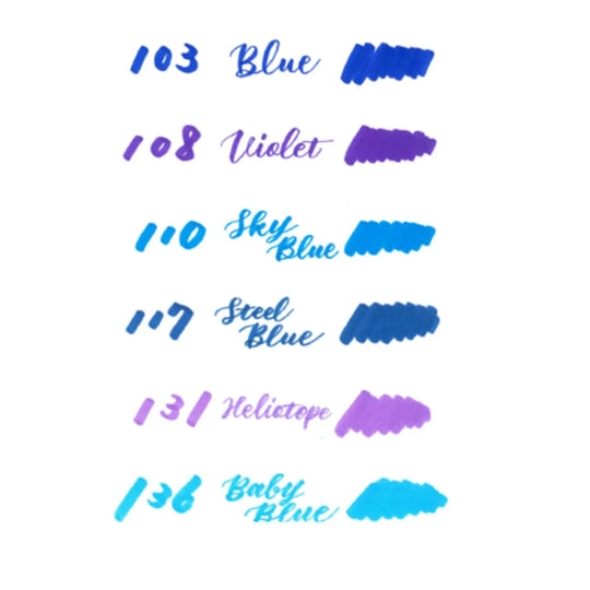 Pentel Arts Sign Pen Twin Brush, 6 - Pack, Plastic Box (Blue Hues) - Pentel of America, Ltd.