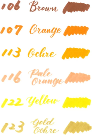 Pentel Arts Sign Pen Twin Brush, 6 - Pack, Plastic Box (Yellow Hues) - Pentel of America, Ltd.