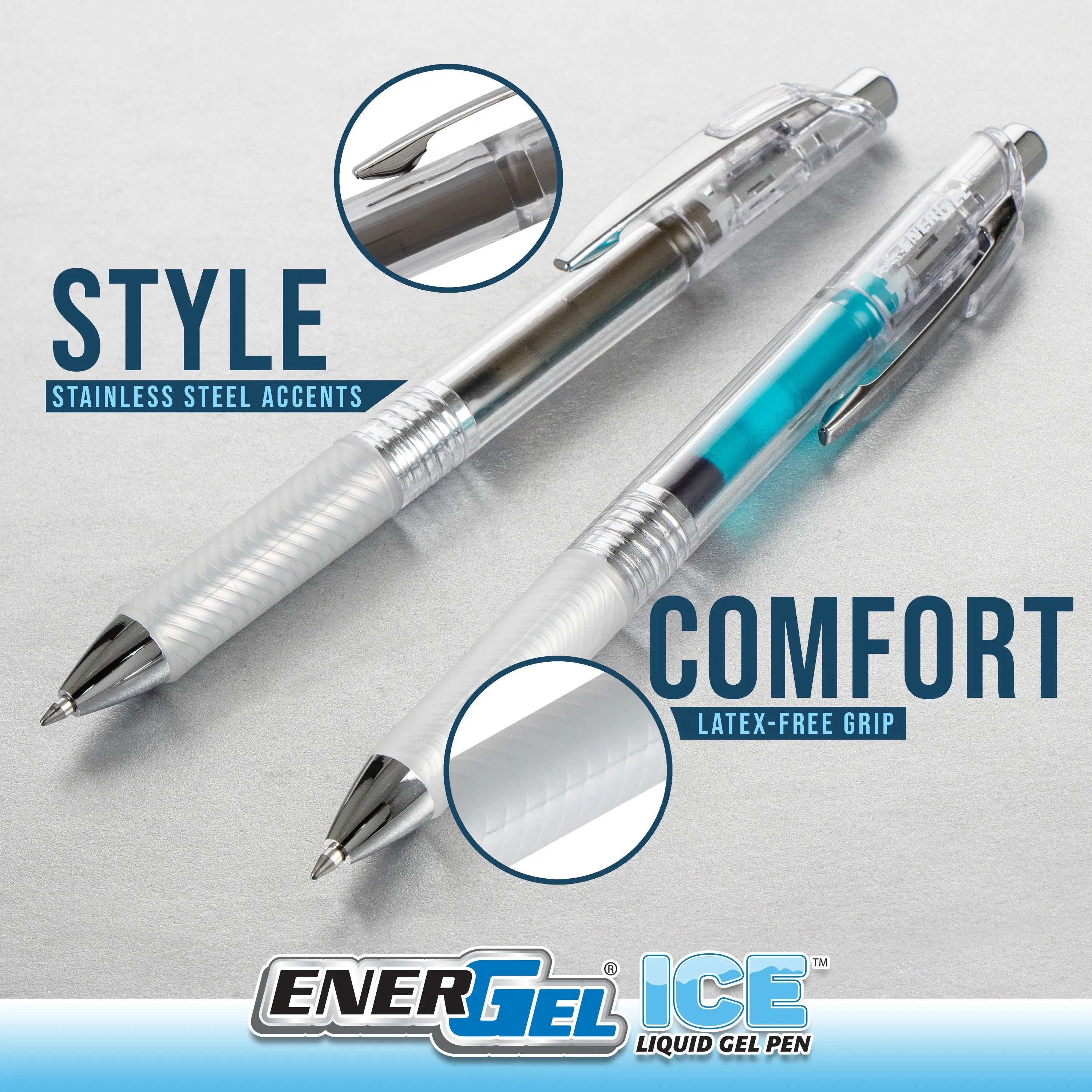 Pentel EnerGel ICE Liquid Gel Pen, (0.7mm), Metal Tip, Medium Line