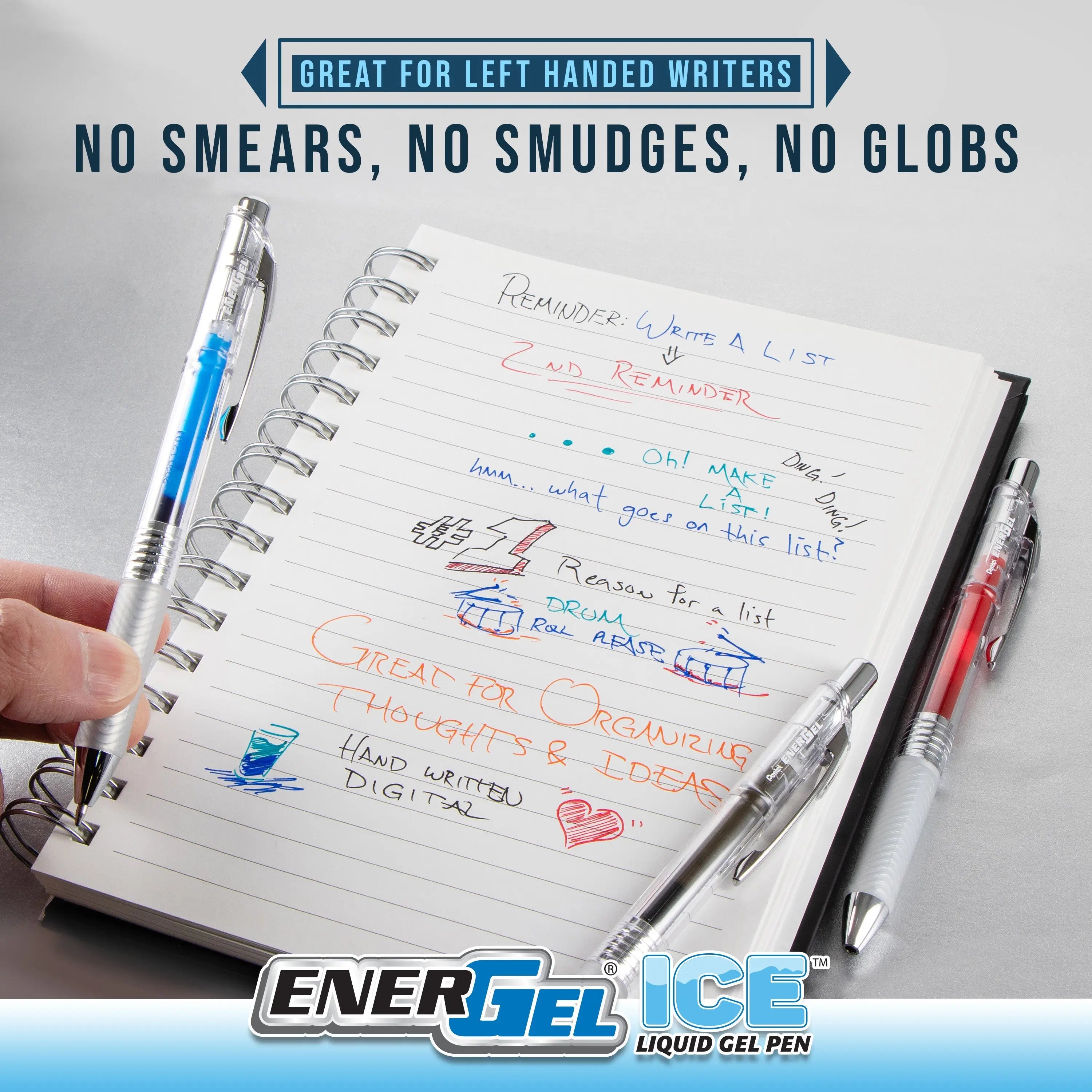 Pentel EnerGel ICE Liquid Gel Pen, (0.7mm), Metal Tip, Medium Line, Transparent Barrel - Pentel of America, Ltd.