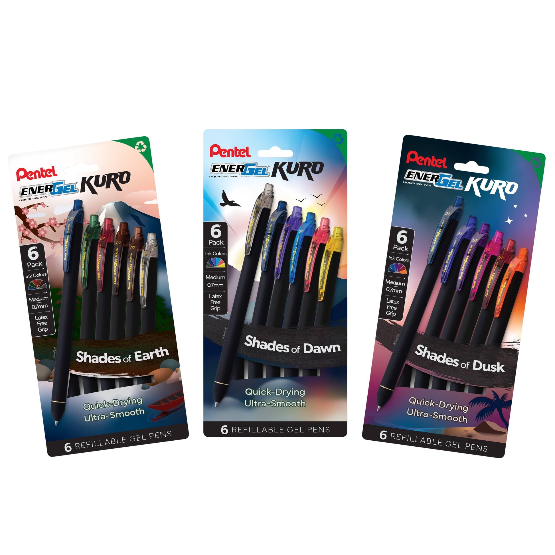 Pentel EnerGel Kuro Color Shades Collector's Bundle Series 2 - Set of 3 - Pentel of America, Ltd.