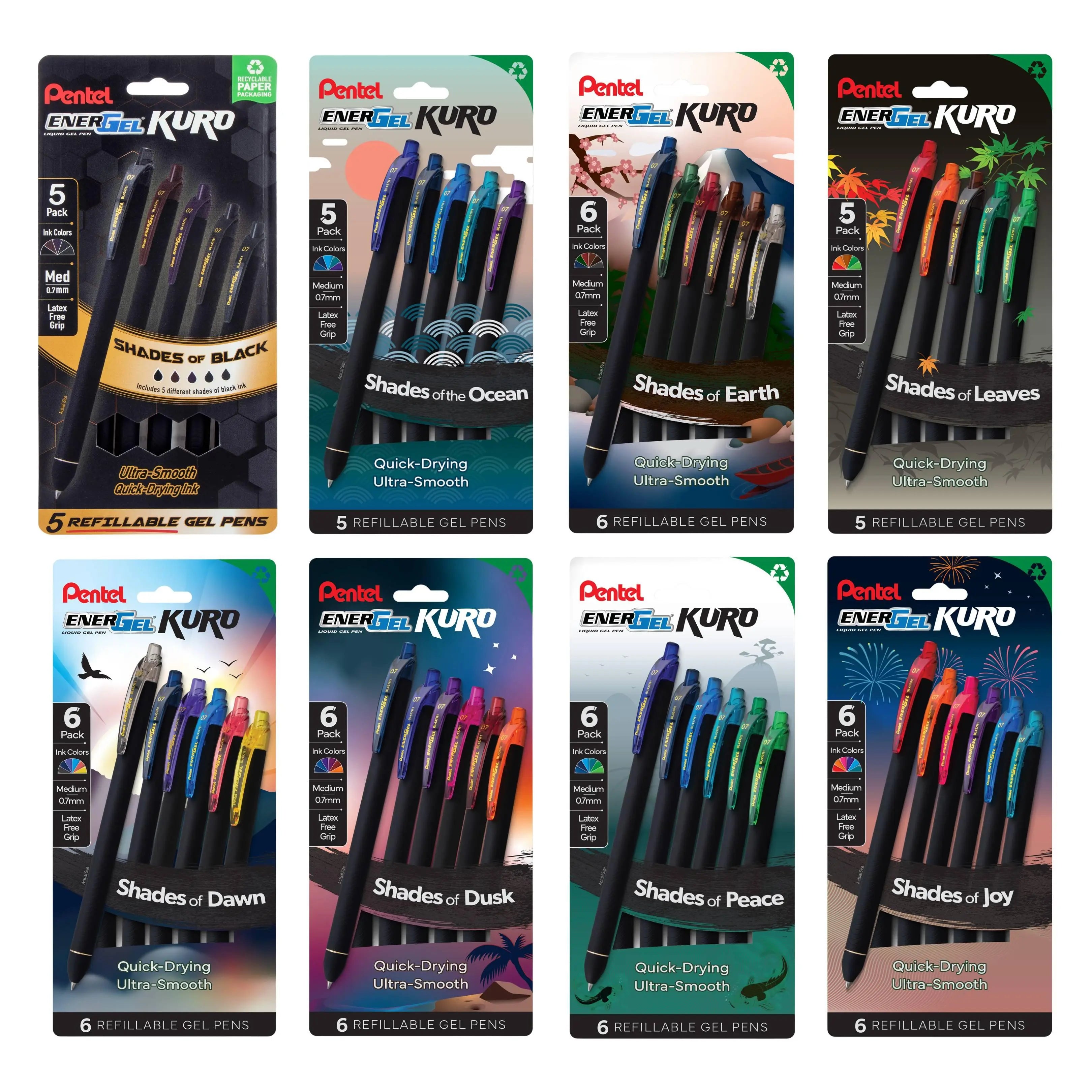 Pentel EnerGel Kuro Color Shades Complete Collector's Bundle - Set of 8 - Pentel of America, Ltd.