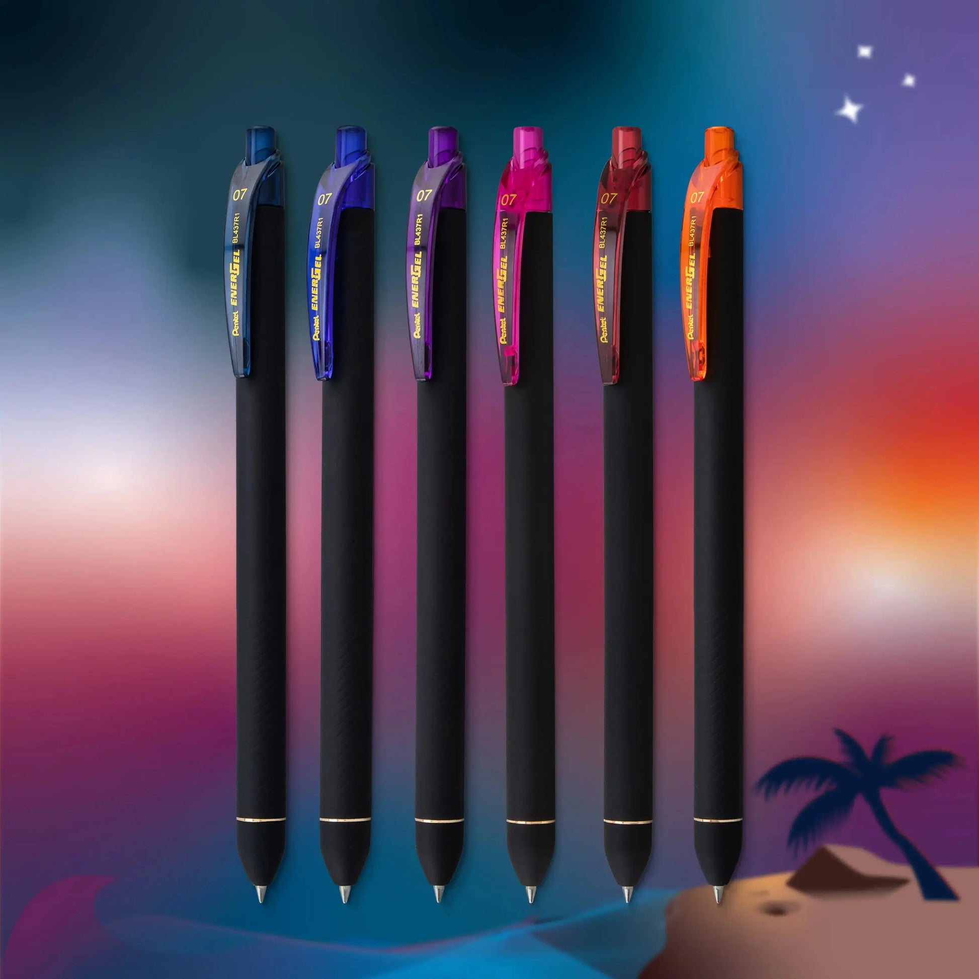 Pentel EnerGel Kuro Shades Packs, Liquid Gel Pen, 0.7mm, Assorted Ink - Pentel of America, Ltd.