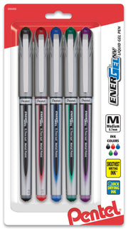 Pentel EnerGel NV Liquid Gel Pen, (0.7mm) Metal Tip, Medium Line Capped, Assorted Ink, 5-Pk - Pentel of America, Ltd.
