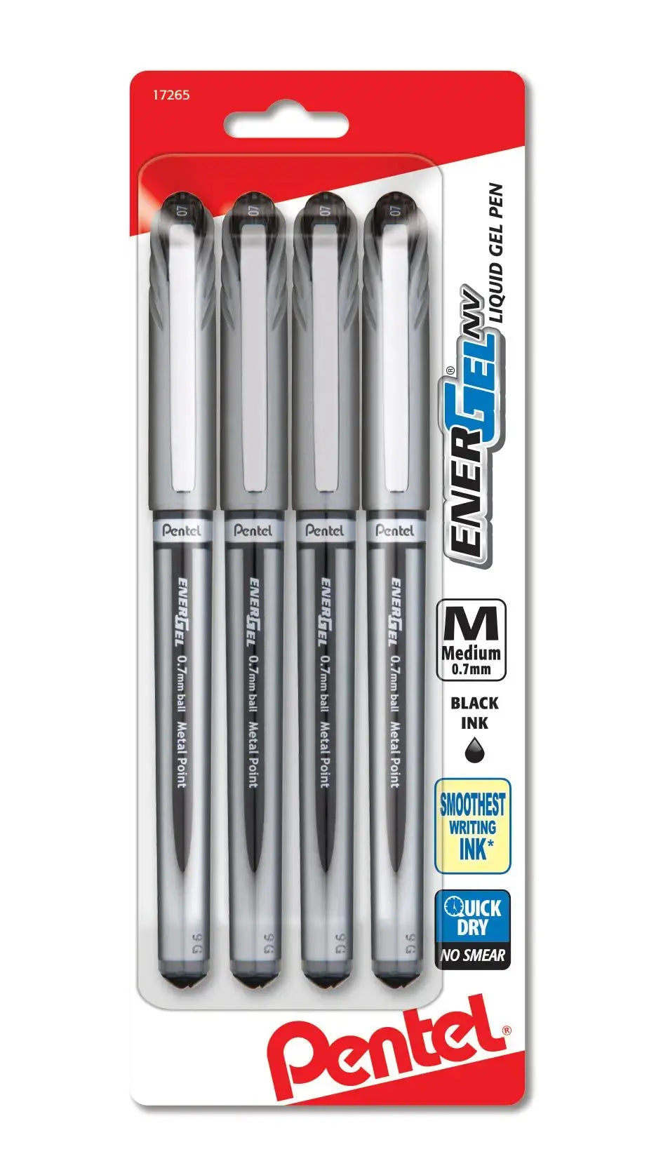 Pentel EnerGel NV Liquid Gel Pen, 0.7mm Metal Tip, Medium Line Capped - Pentel of America, Ltd.