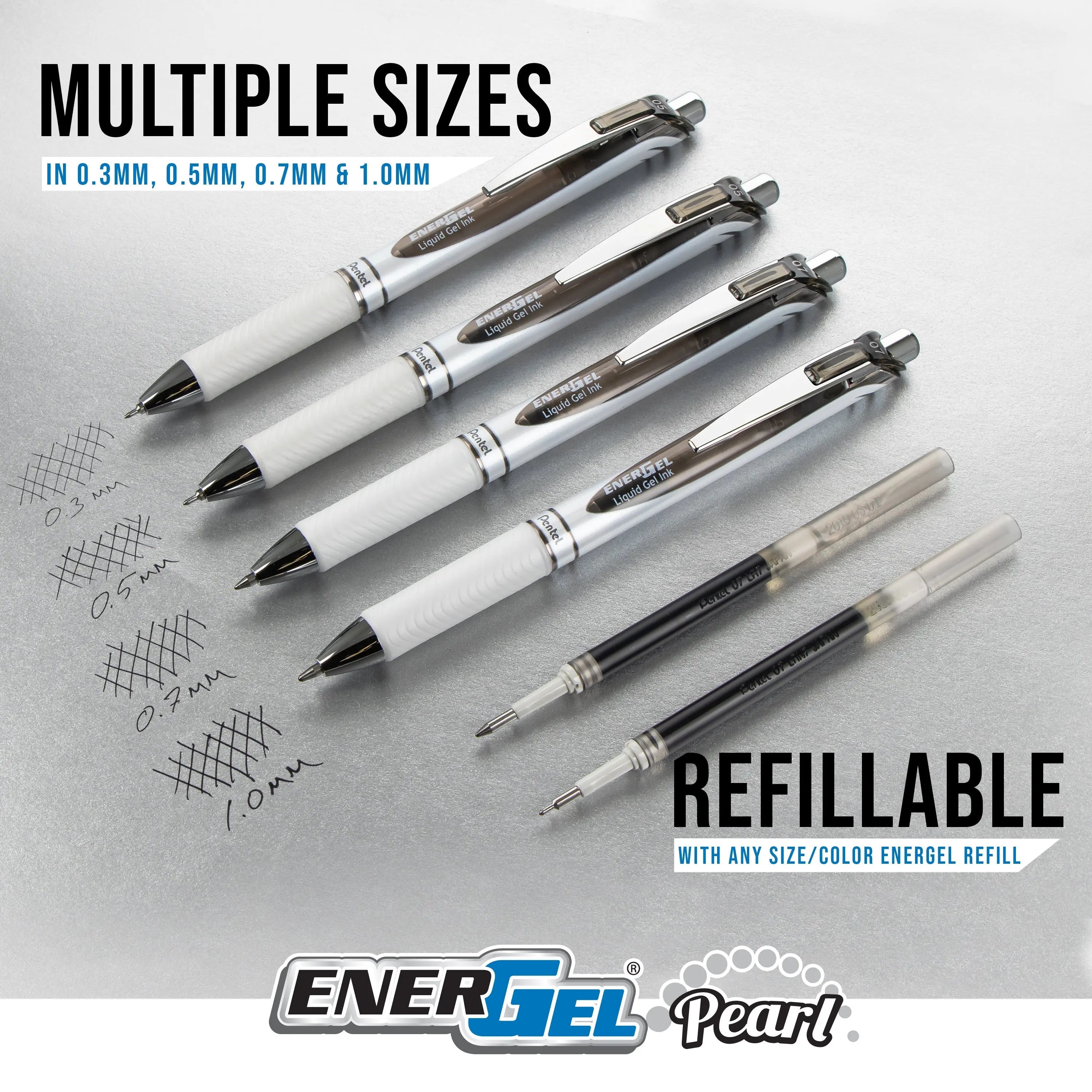 Pentel EnerGel RTX Retractable Liquid Gel Pen, (0.7mm) Metal Tip, Med Line, Assorted Ink, 8-Pk - Pentel of America, Ltd.