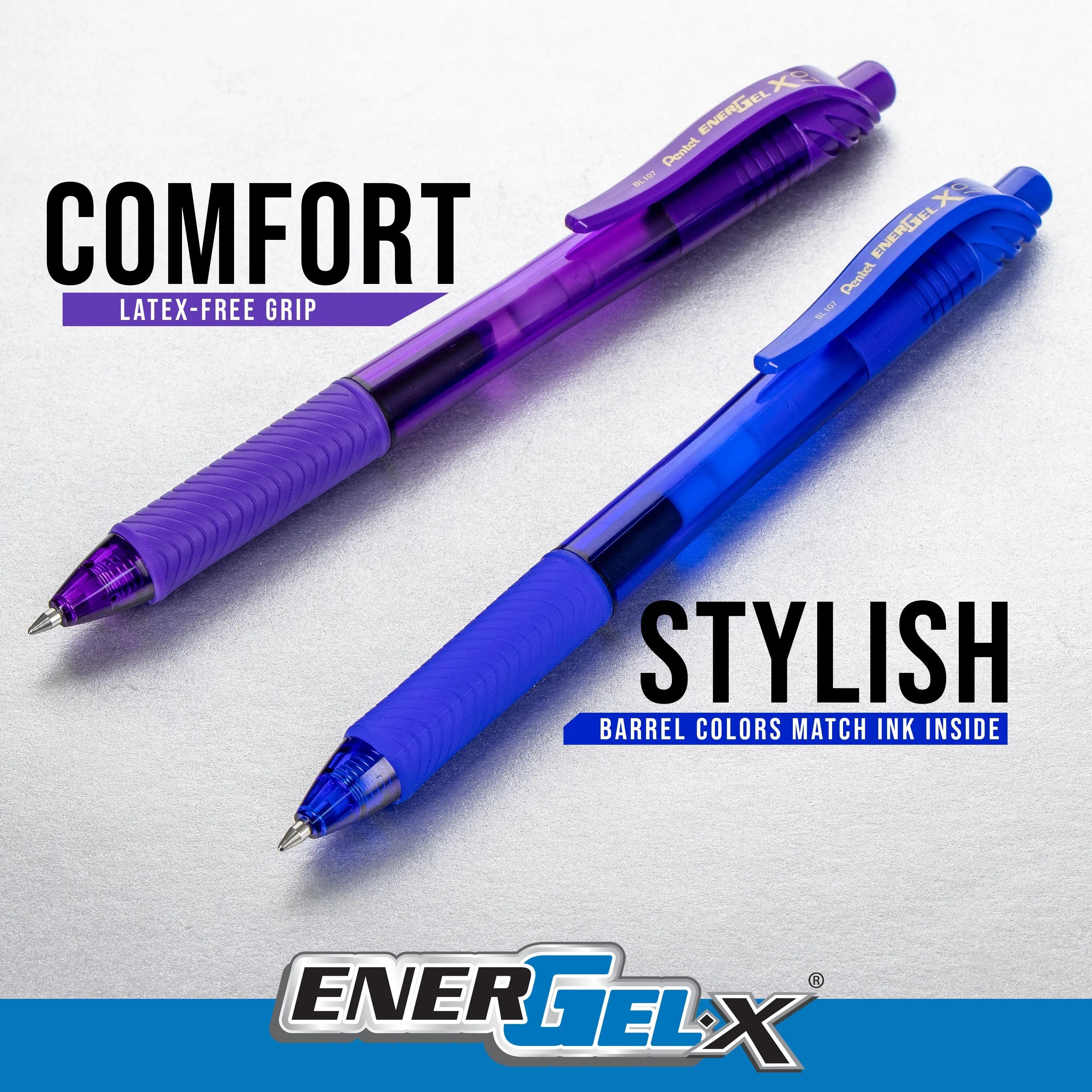 Pentel EnerGel-X Retractable Gel Pen, (0.7mm) Med. line, 72 pcs
