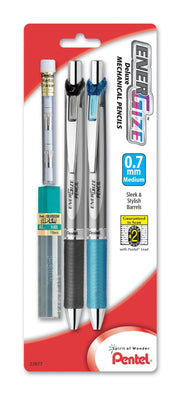 Pentel EnerGize Automatic Pencil with Lead and Erasers, 0.7mm, Assorted, 2 Pack (PL77LEBP2) - Pentel of America, Ltd.