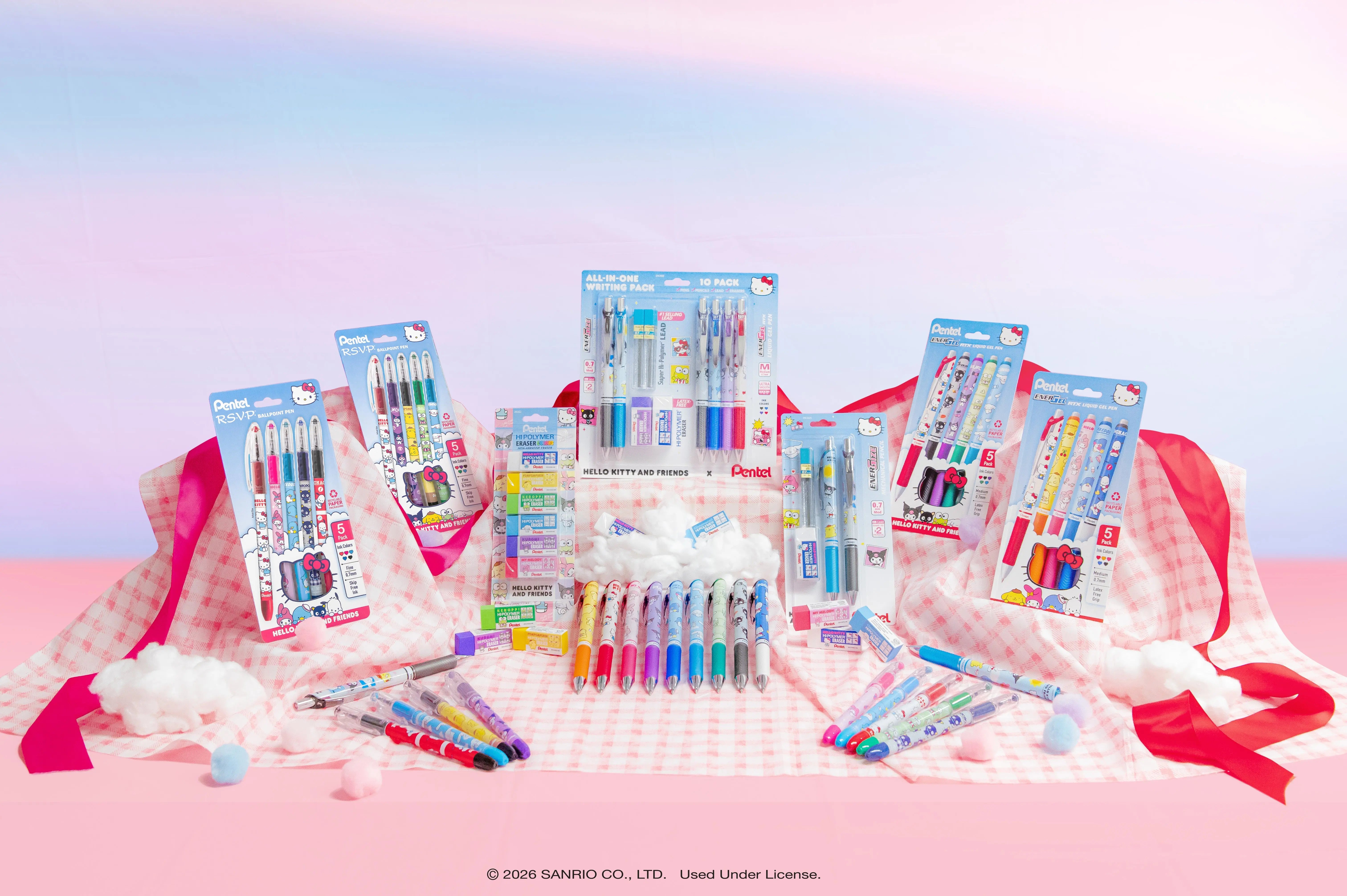 Pentel EnerGize Mechanical Pencil, Hello Kitty® and Friends, Limited Edition, 0.7mm, W/Refill Lead and Small Block Eraser, 2-Pk - Pentel of America, Ltd.