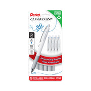 Pentel Floatune Retractable Rollerball, 1.0mm Bold Point, Blue Ink, 5 - pk (BY210PF5C) - Pentel of America, Ltd.