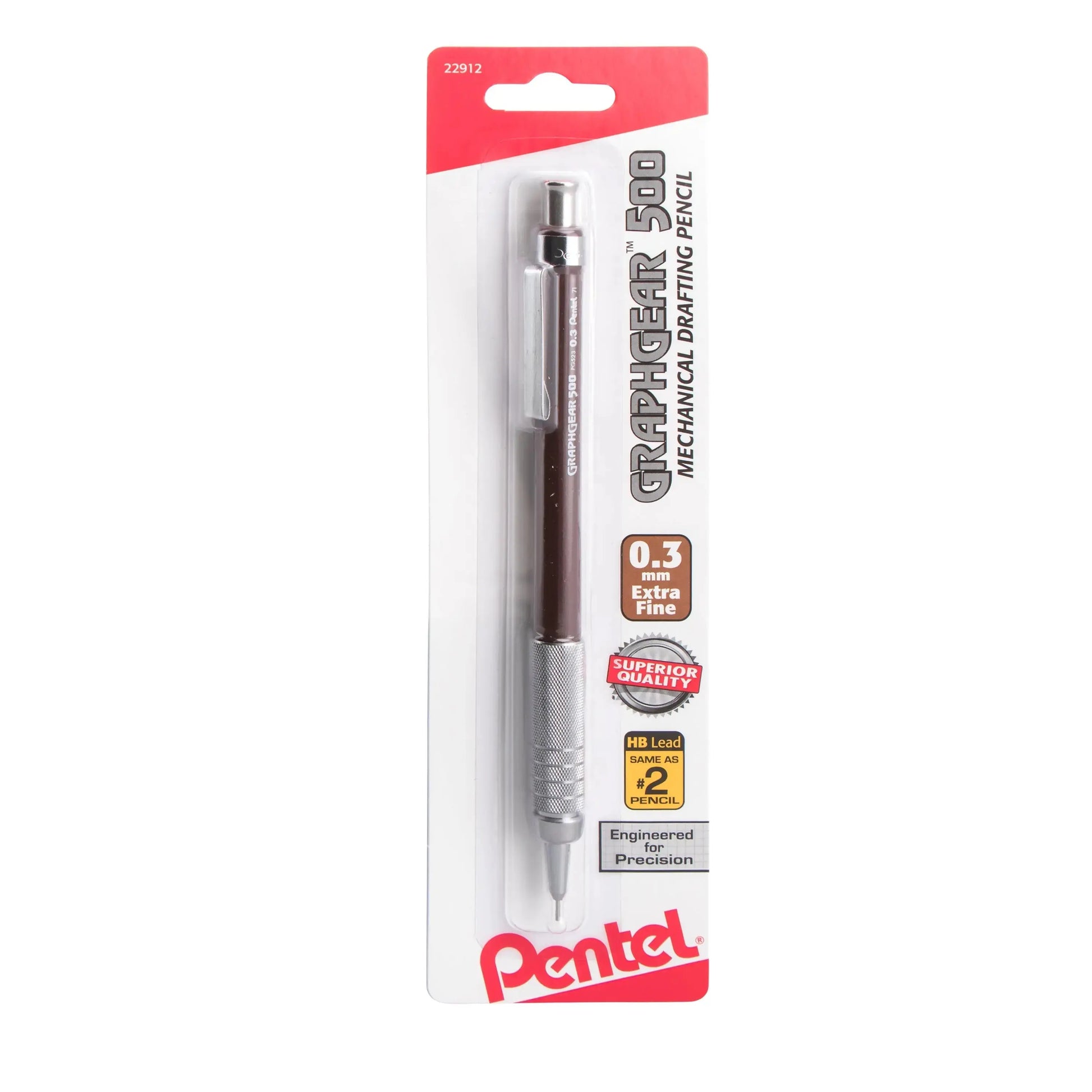 Mechanical drafting pencil with 0.3mm extra fine lead, featuring a metallic grip and durable design, ideal for precision drawing and professional art supplies.