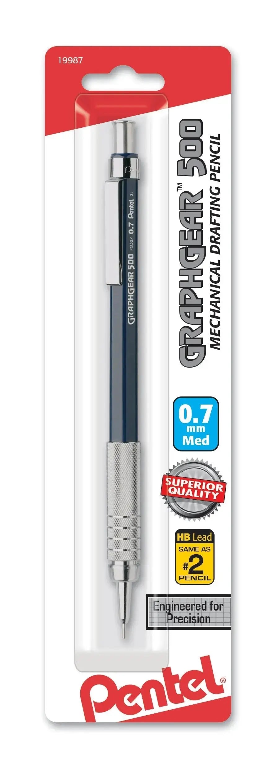 Mechanical drafting pencil with a metal grip and 0.7 mm lead size, designed for precision and superior quality, ideal for art and technical drawing.